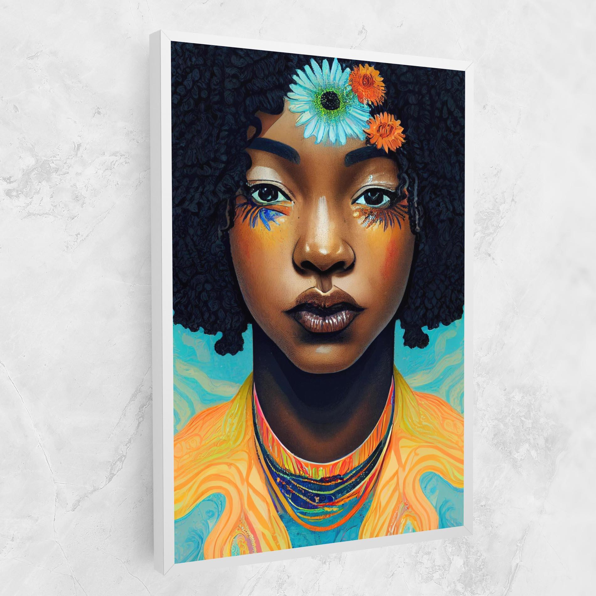 Leinwandbild Portrait With Flowers mockup 1