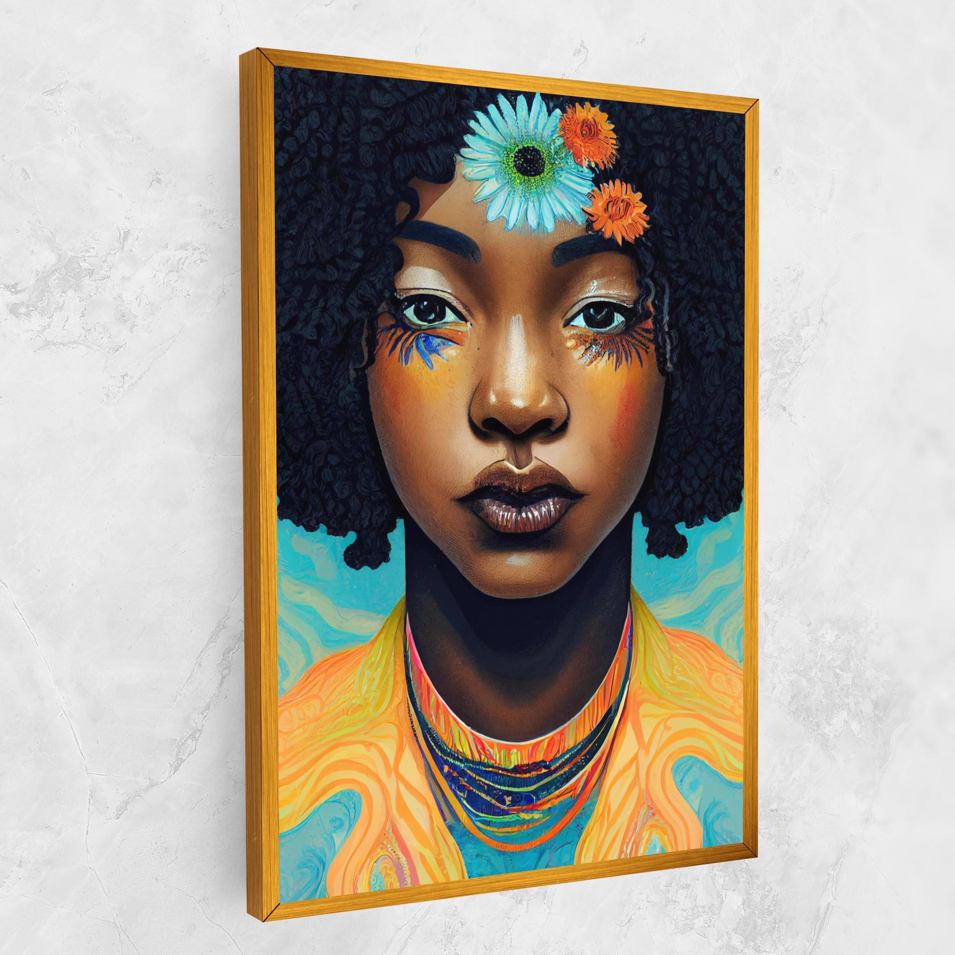 Leinwandbild Portrait With Flowers mockup 1