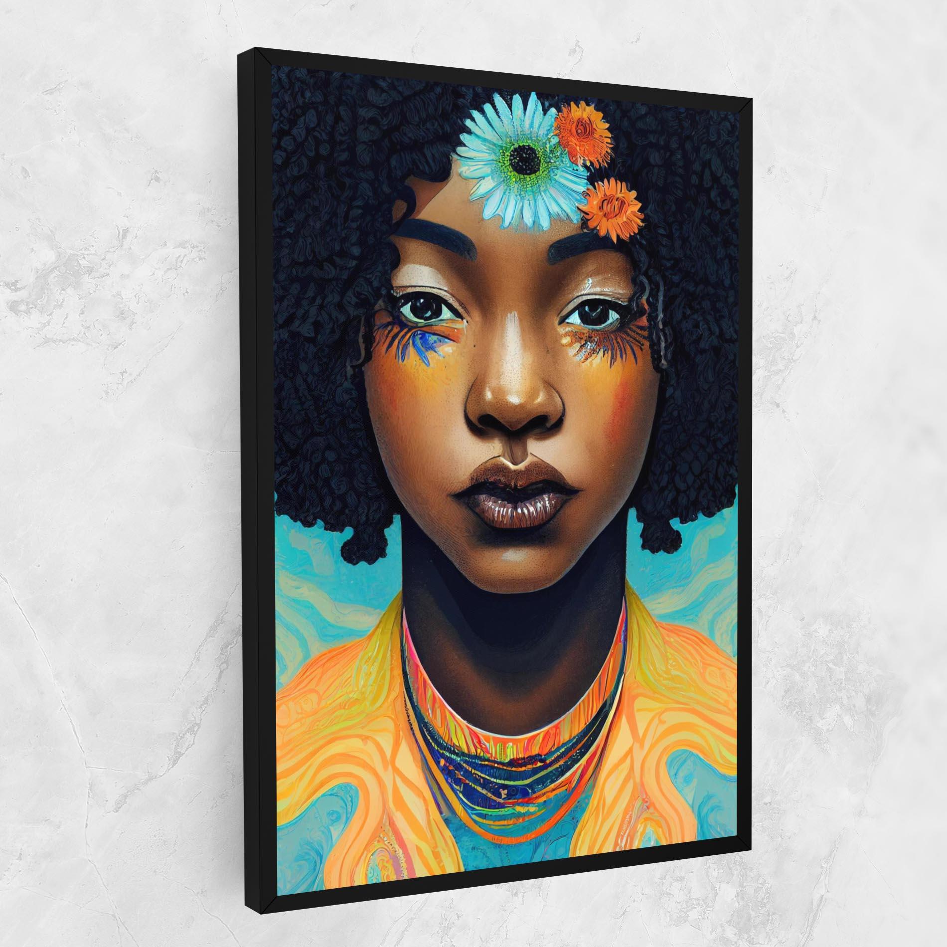 Leinwandbild Portrait With Flowers mockup 1