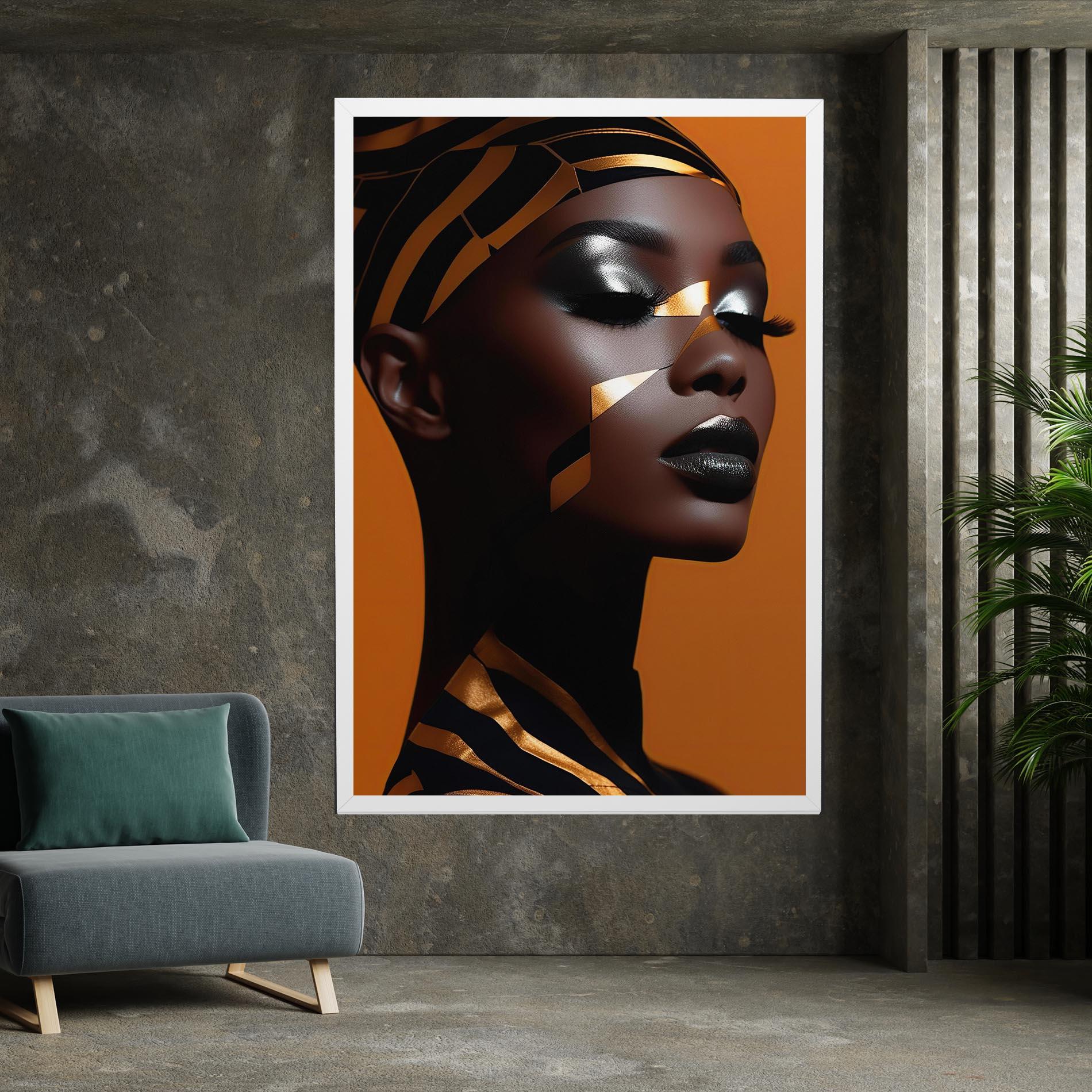 Leinwandbild African Woman On Orange mockup 7