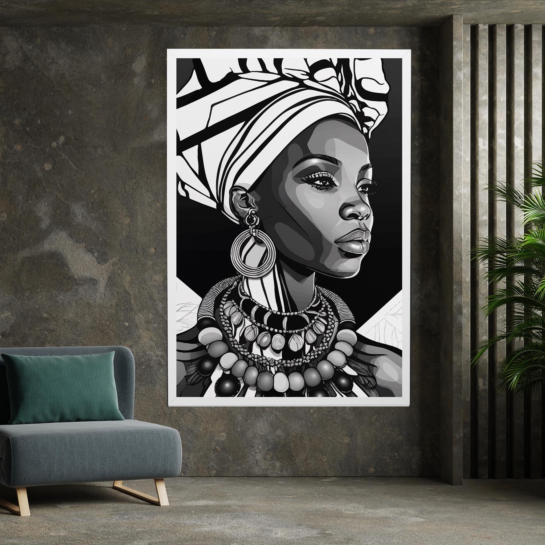 Leinwandbild Black White African mockup 7