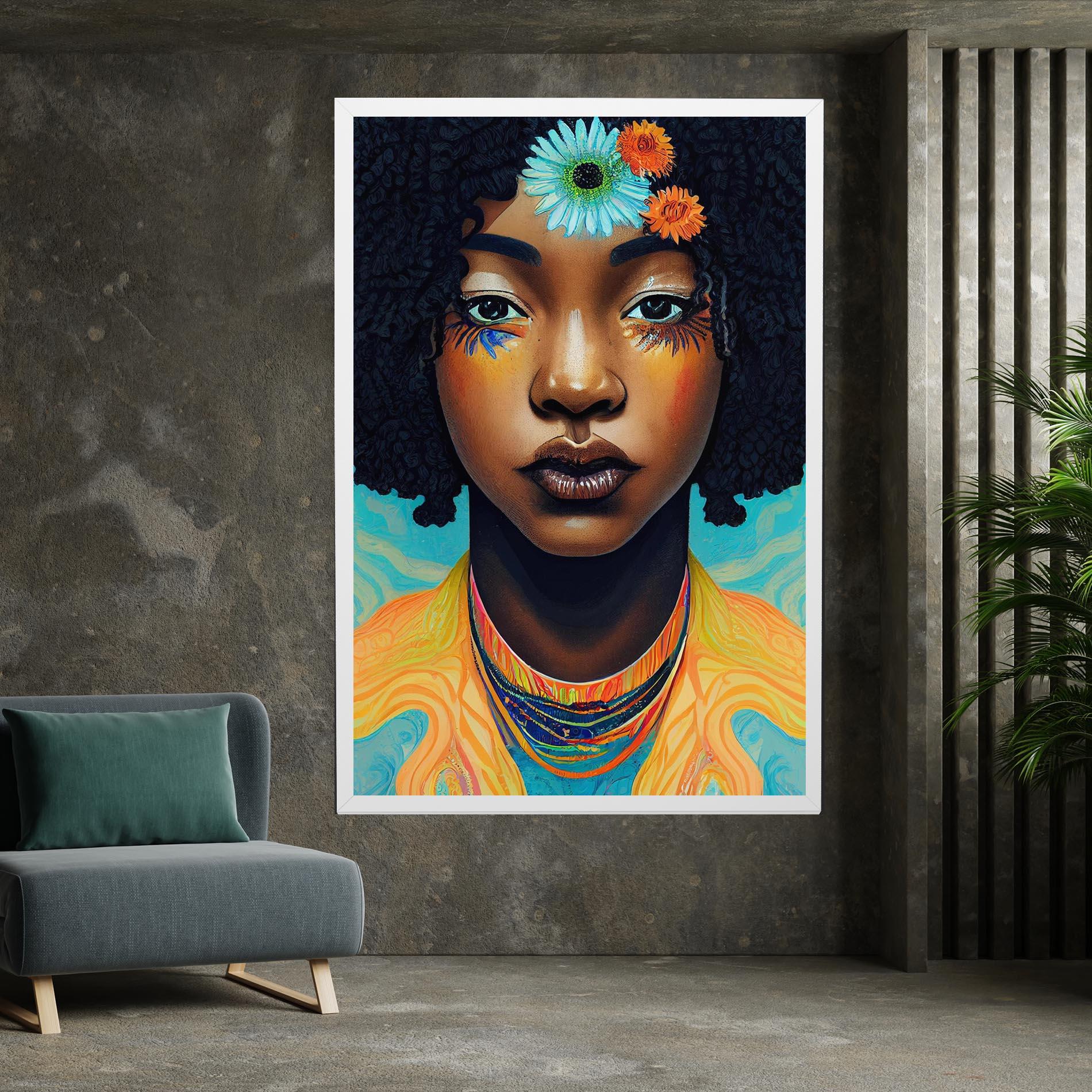 Leinwandbild Portrait With Flowers mockup 7