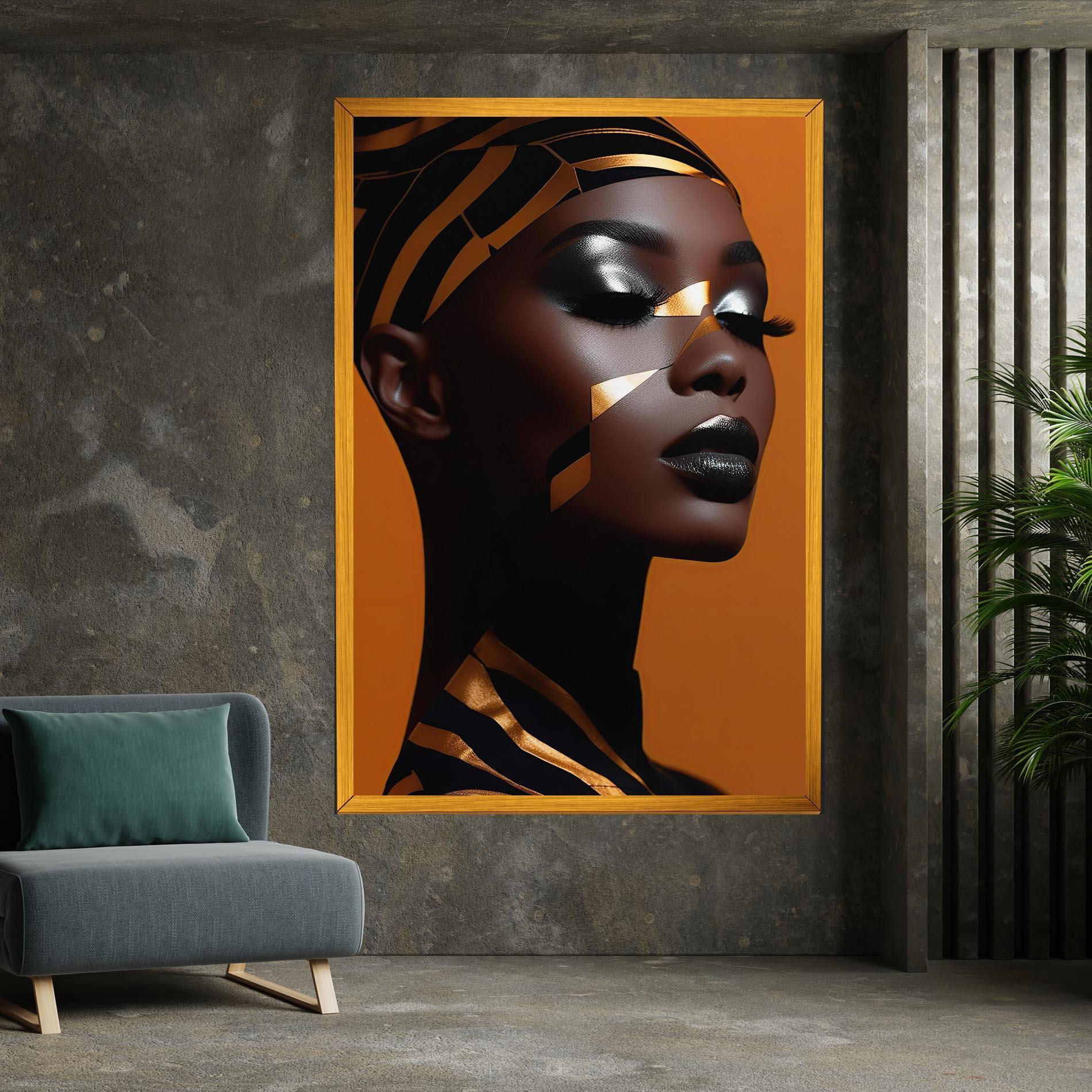 Leinwandbild African Woman On Orange mockup 7