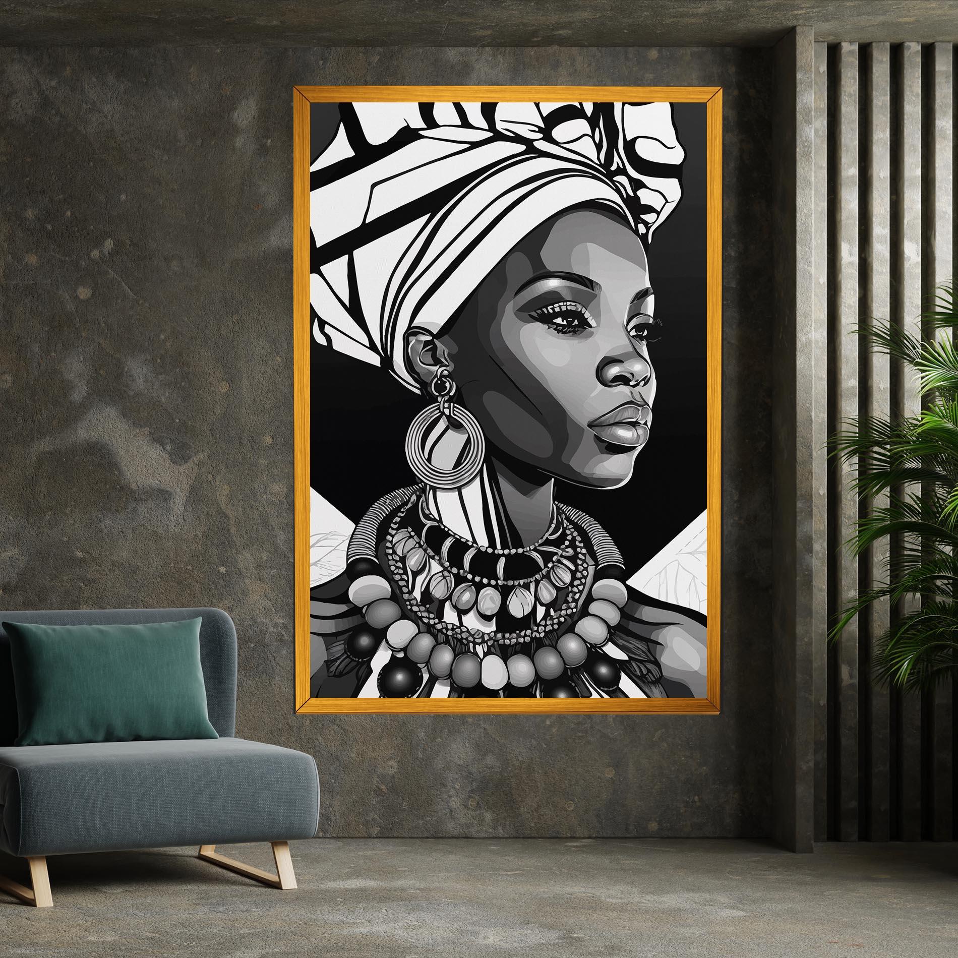 Leinwandbild Black White African mockup 7