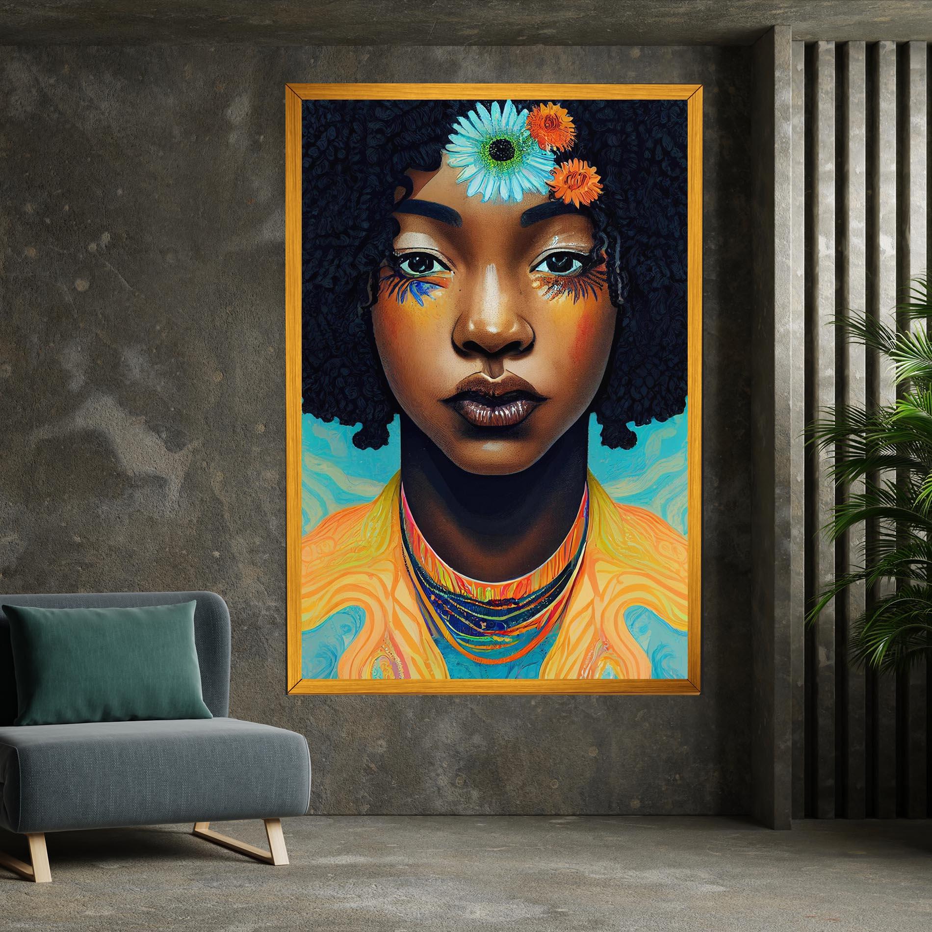 Leinwandbild Portrait With Flowers mockup 7