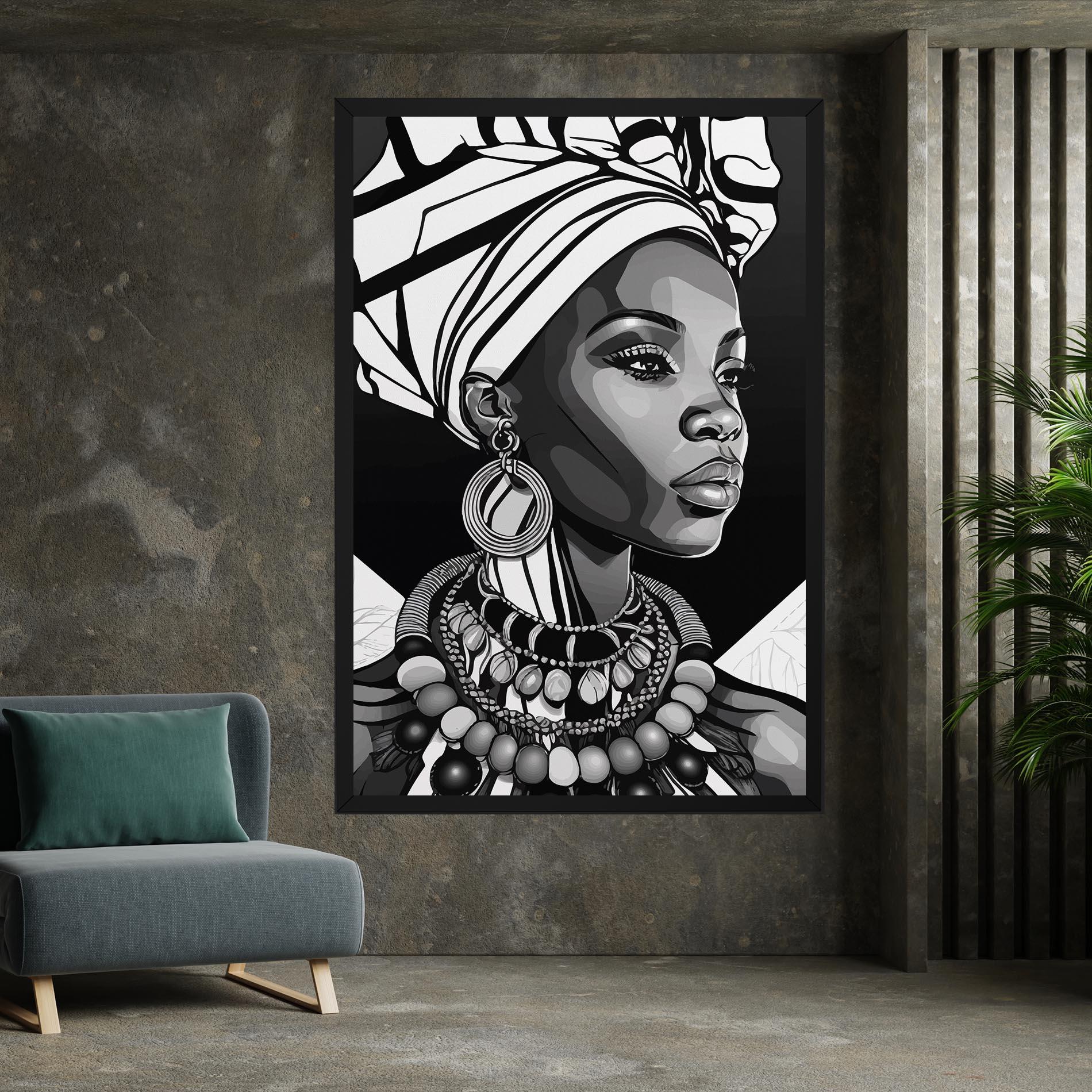 Leinwandbild Black White African mockup 7