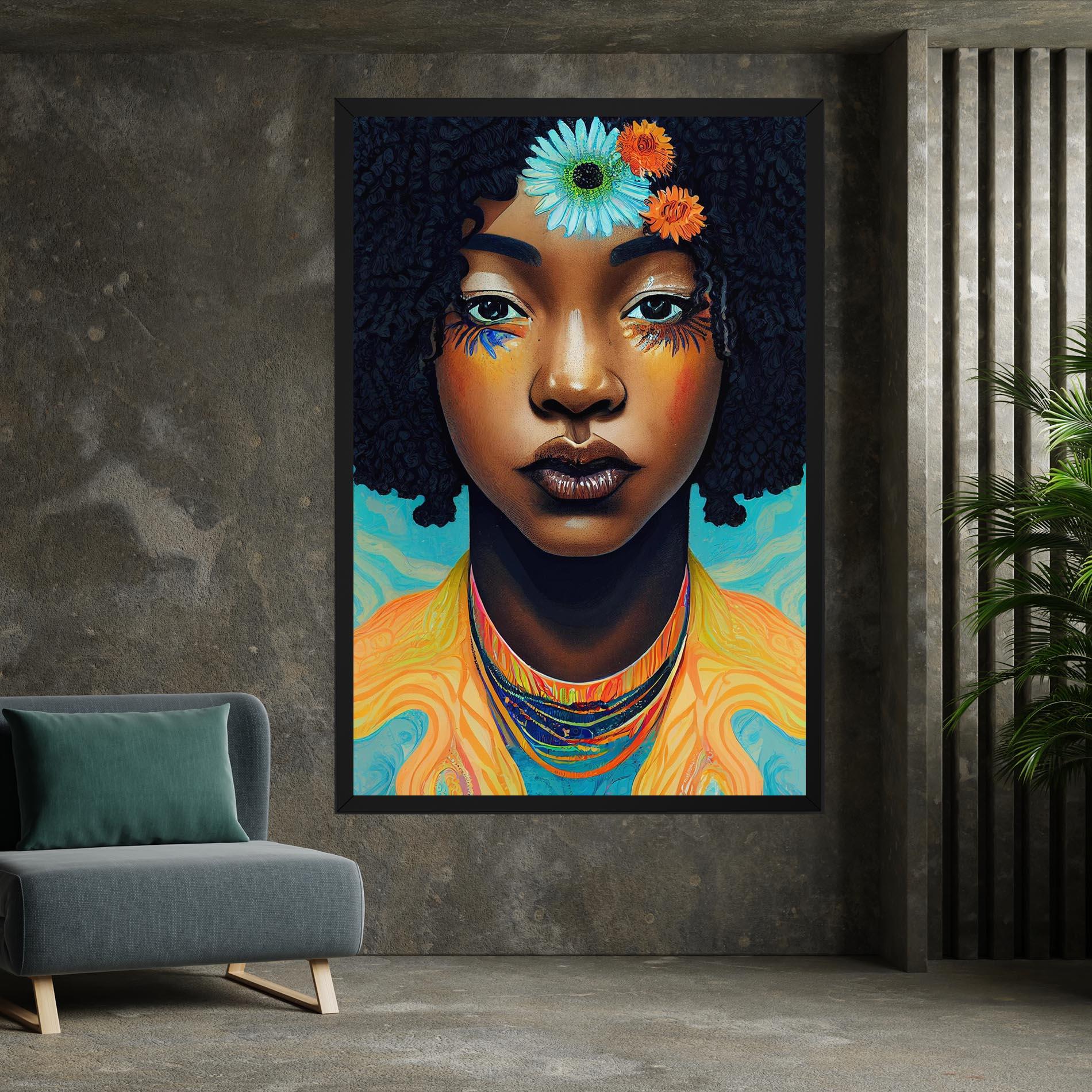 Leinwandbild Portrait With Flowers mockup 7