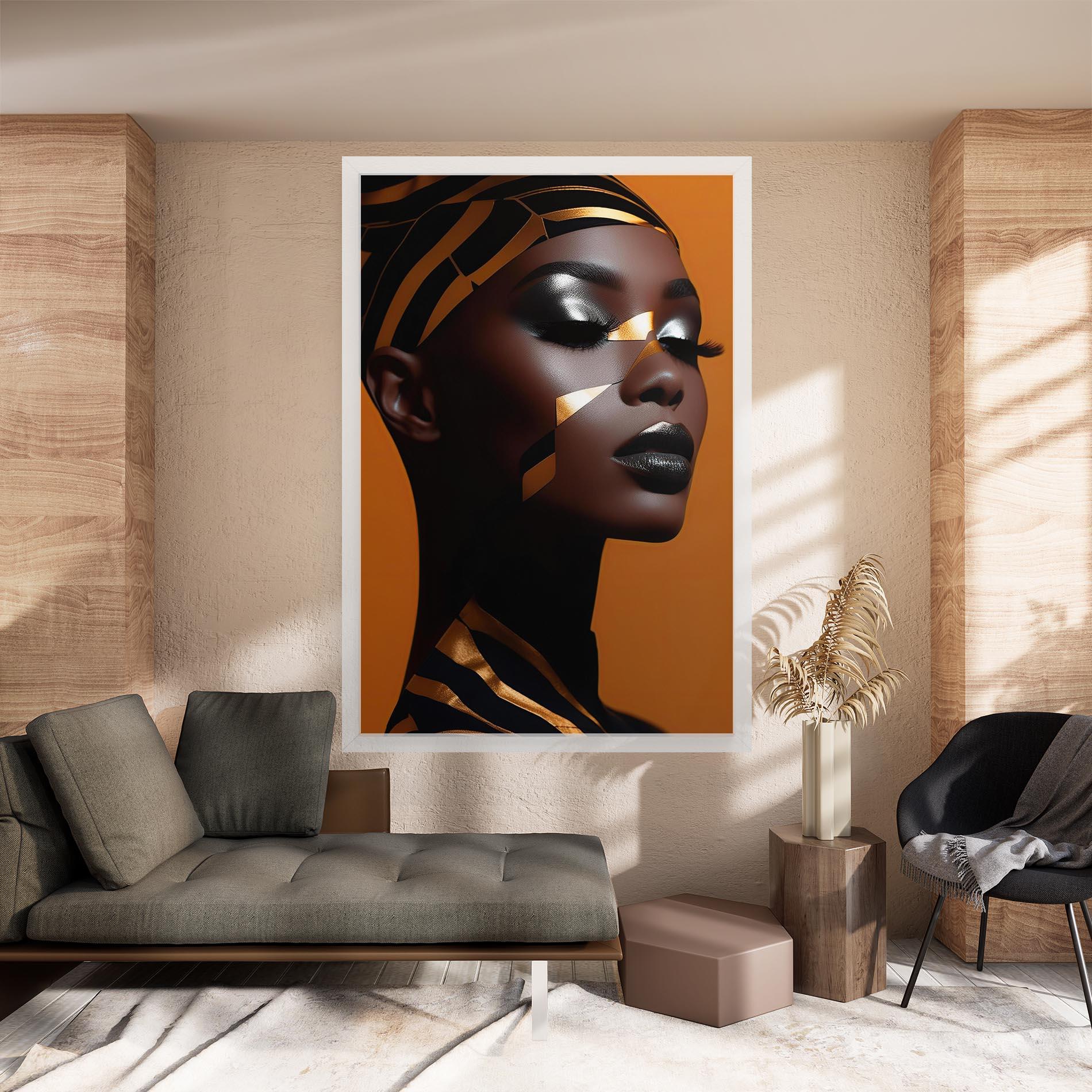 Leinwandbild African Woman On Orange mockup 8