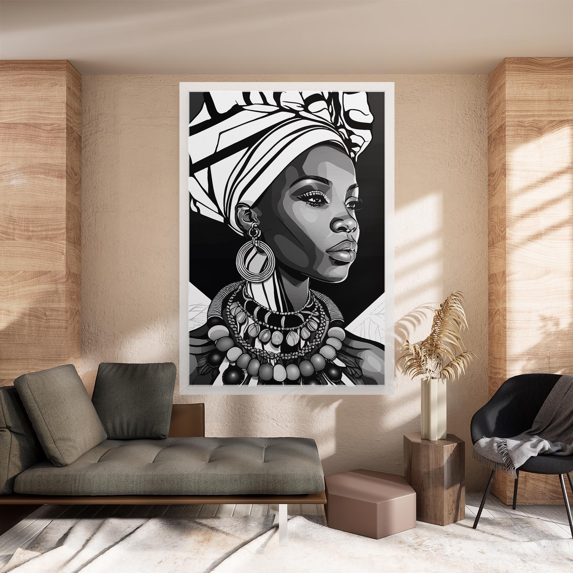 Leinwandbild Black White African mockup 8