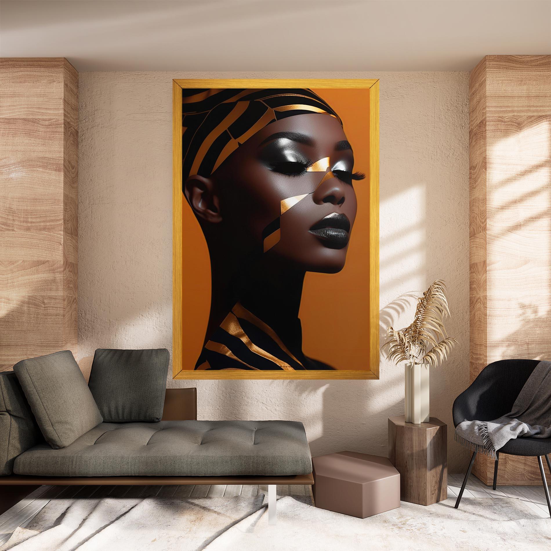 Leinwandbild African Woman On Orange mockup 8