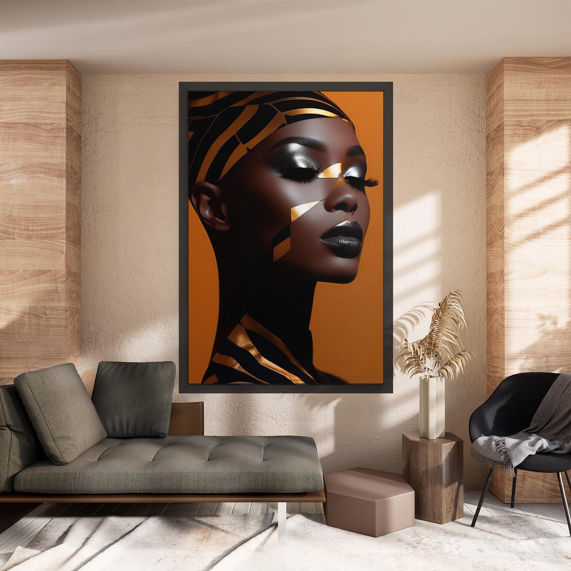 Leinwandbild African Woman On Orange mockup 8
