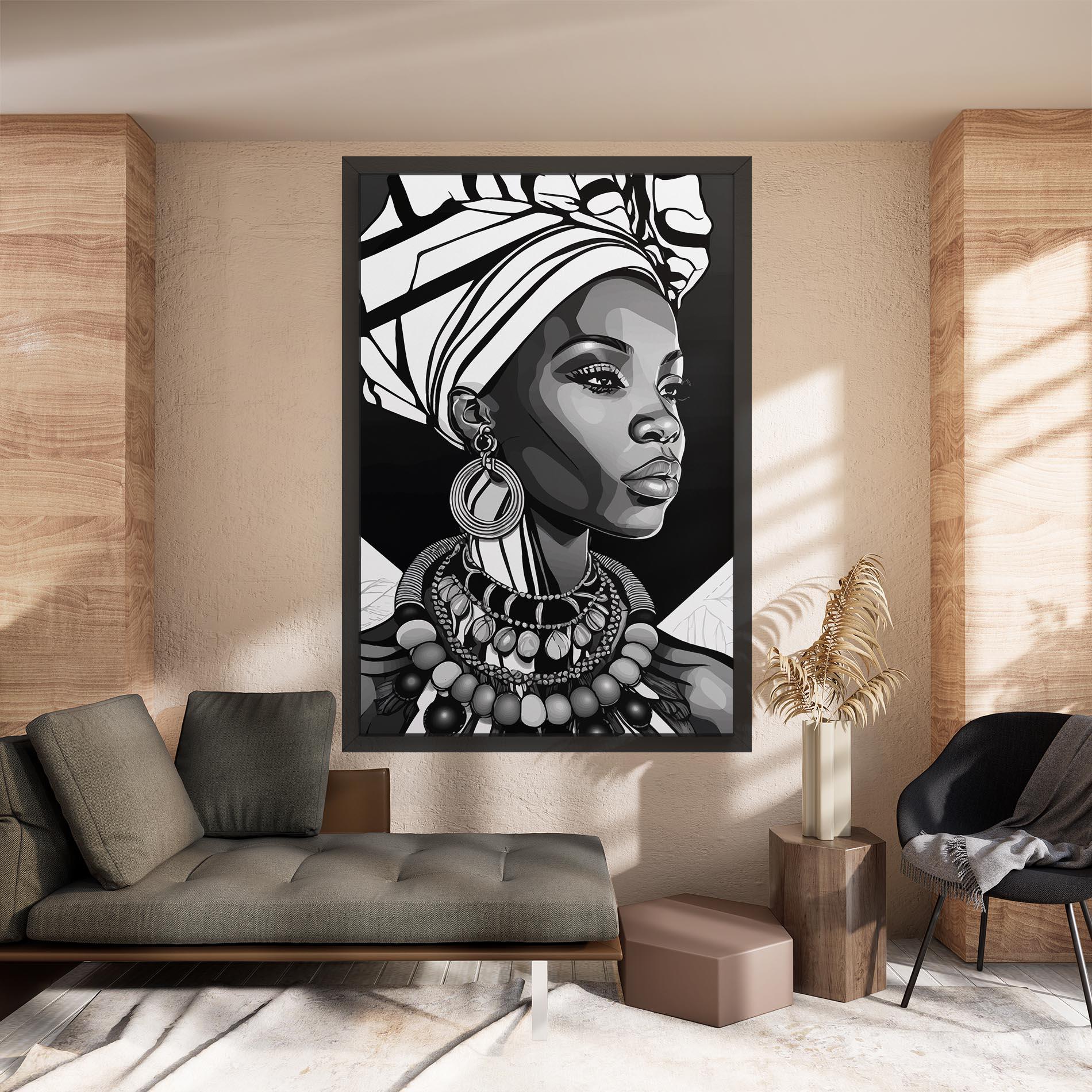 Leinwandbild Black White African mockup 8