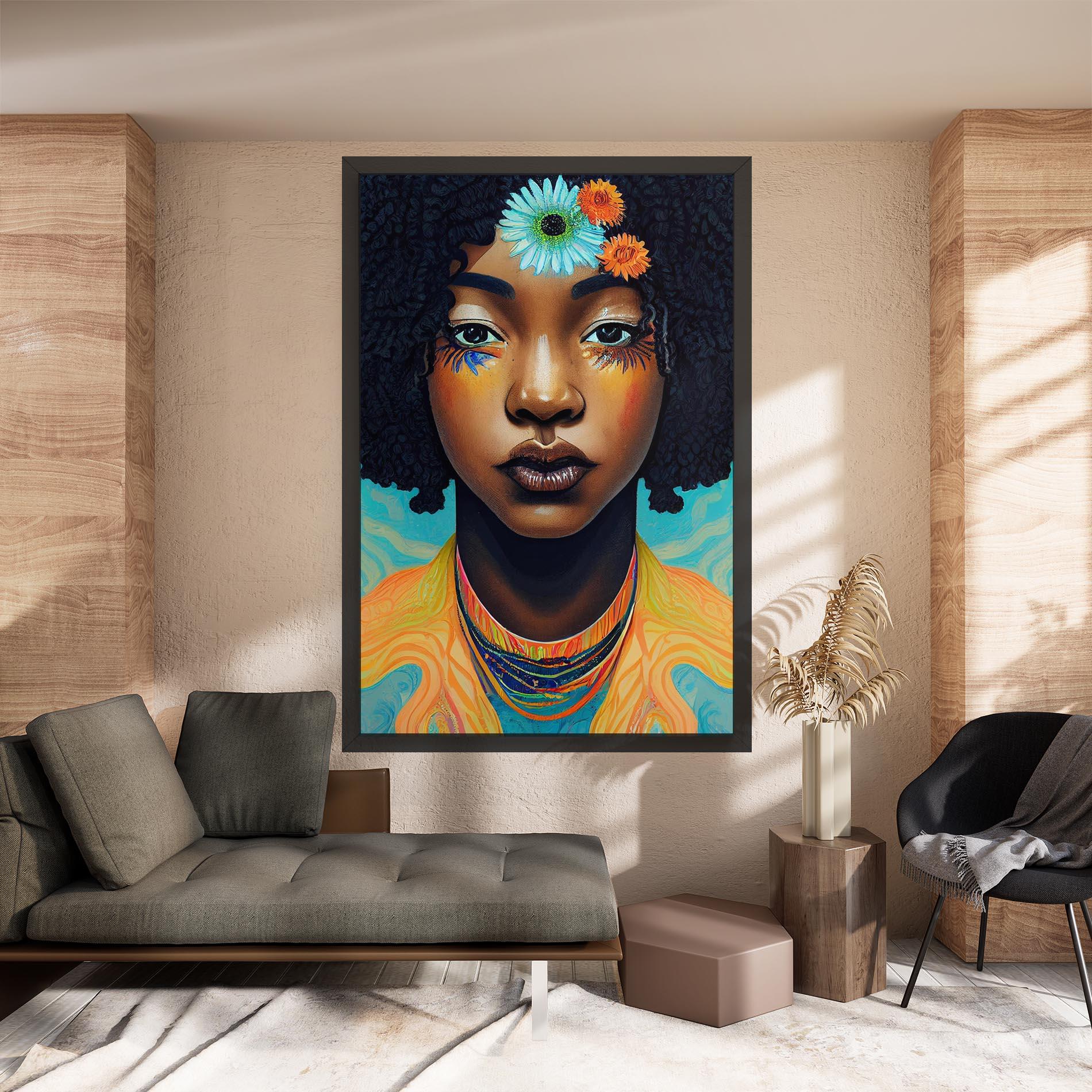 Leinwandbild Portrait With Flowers mockup 8