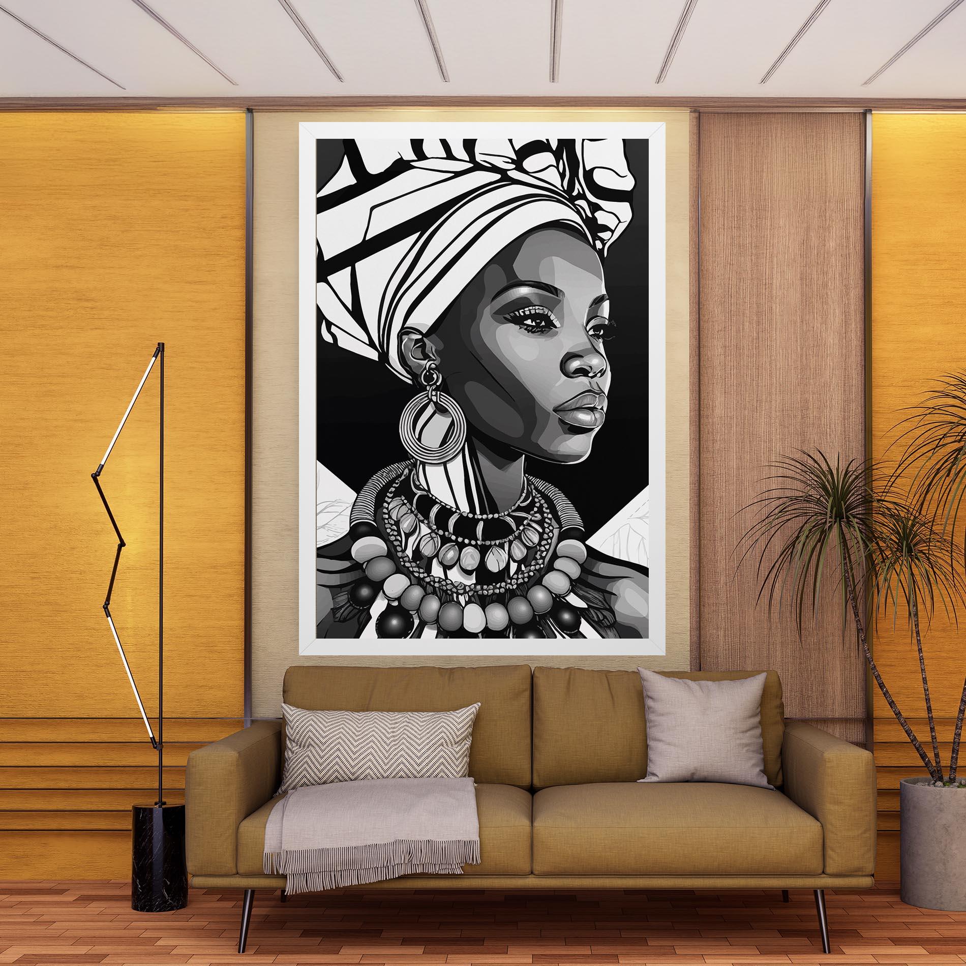 Leinwandbild Black White African mockup 9