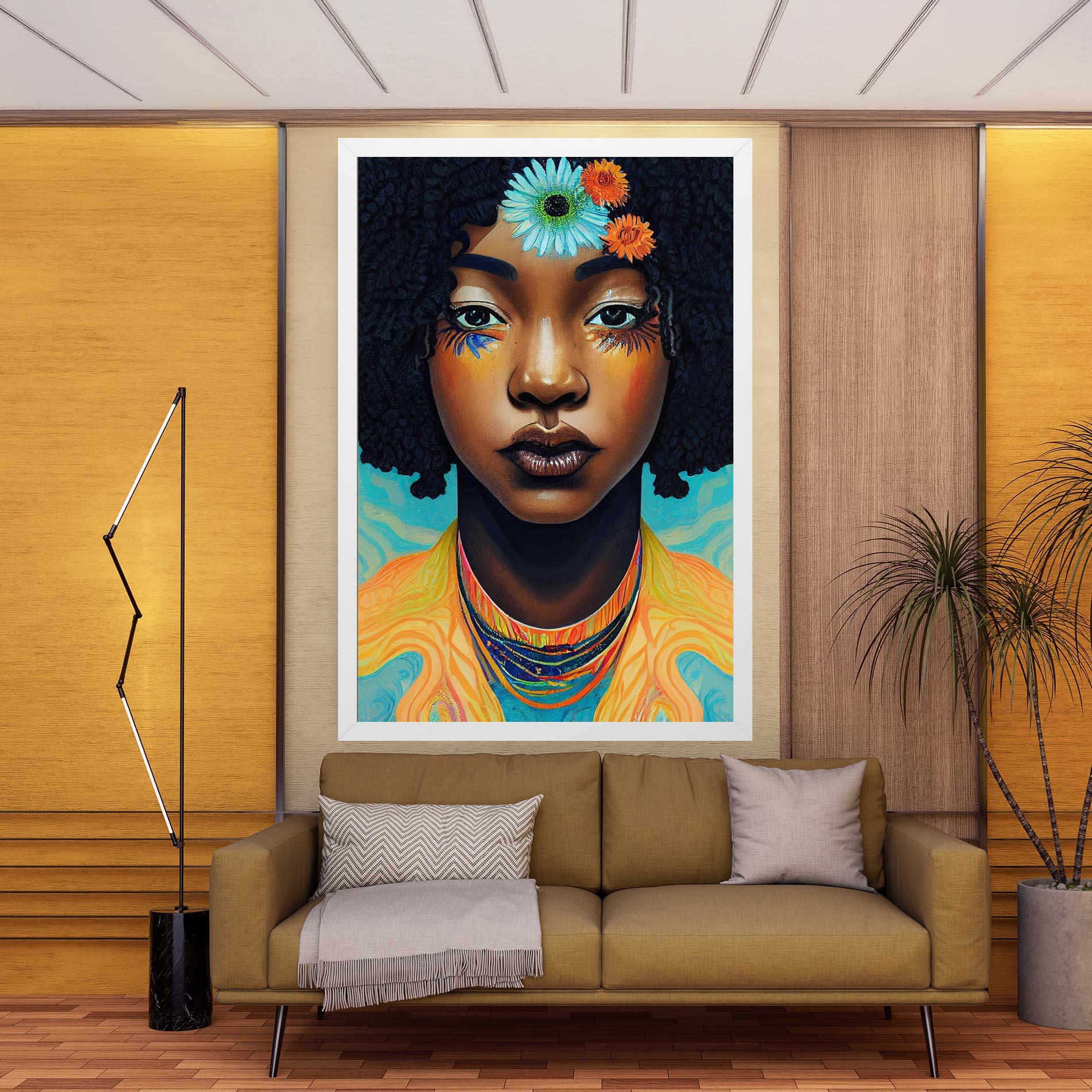 Leinwandbild Portrait With Flowers mockup 9