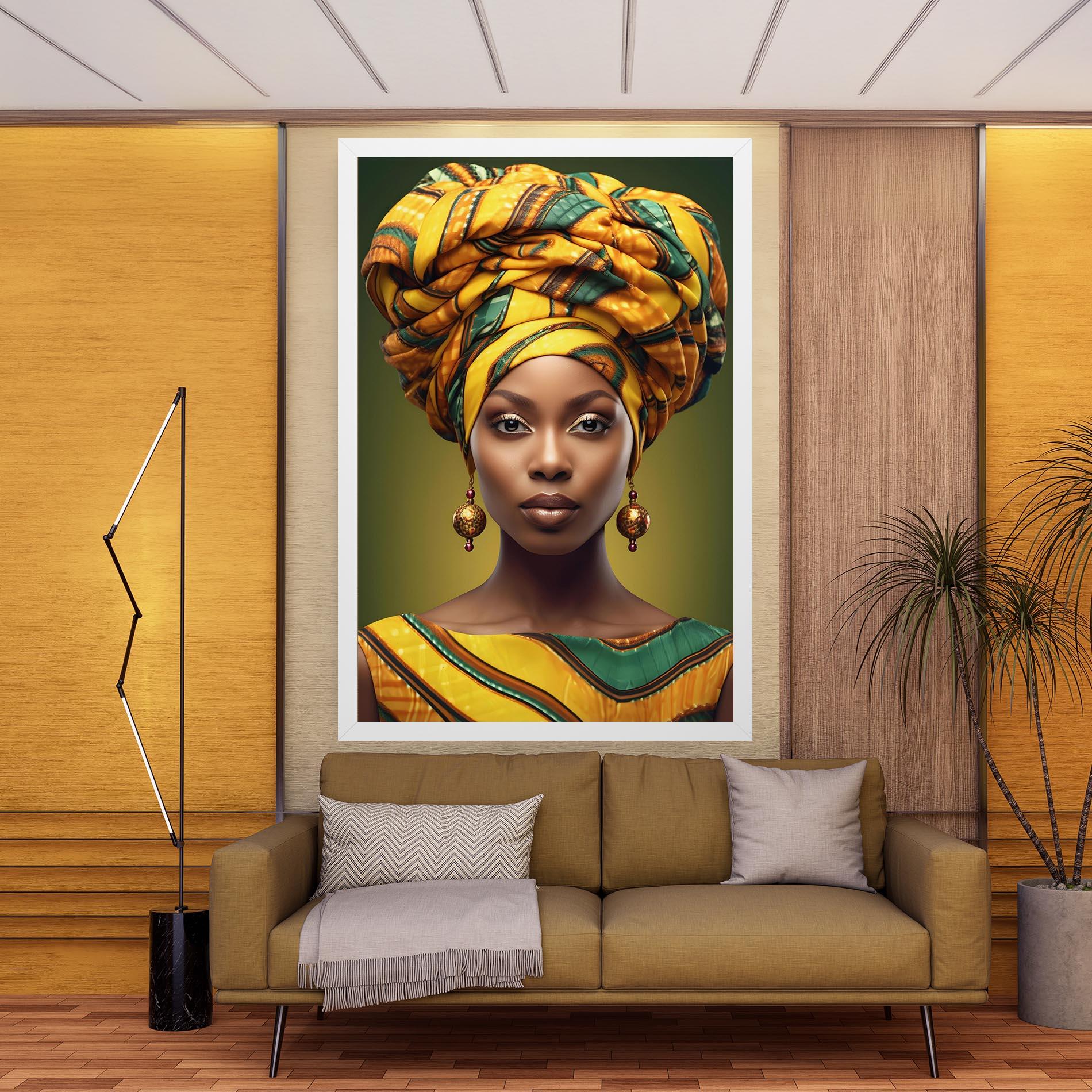 Leinwandbild Yellow Scarf Woman mockup 9