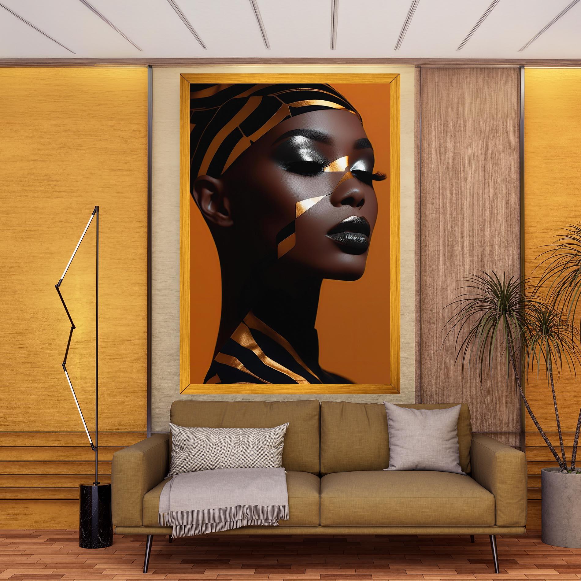 Leinwandbild African Woman On Orange mockup 9