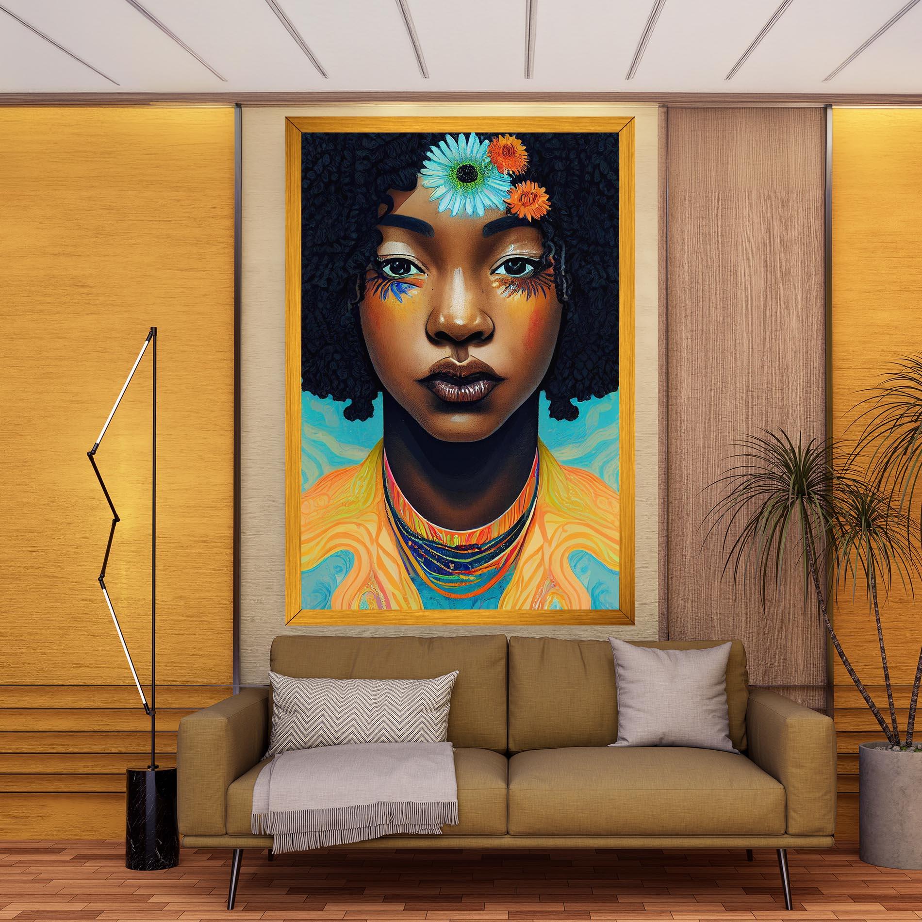 Leinwandbild Portrait With Flowers mockup 9