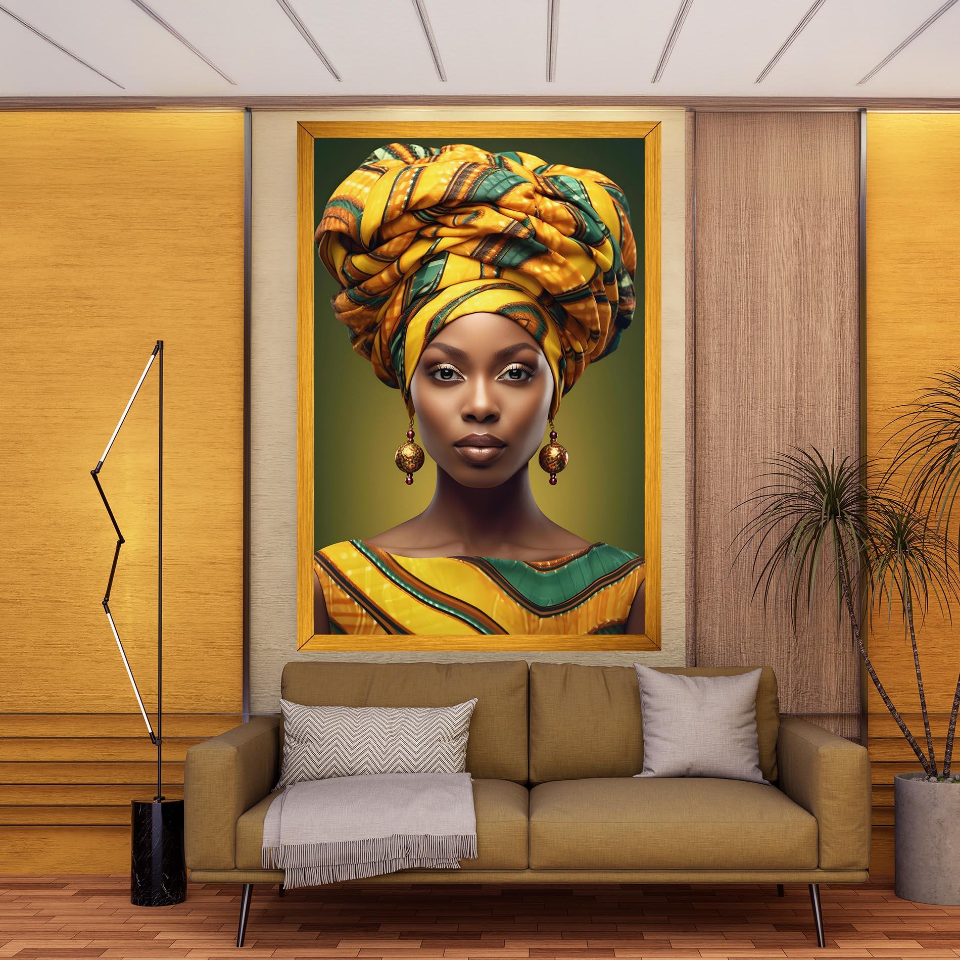 Leinwandbild Yellow Scarf Woman mockup 9