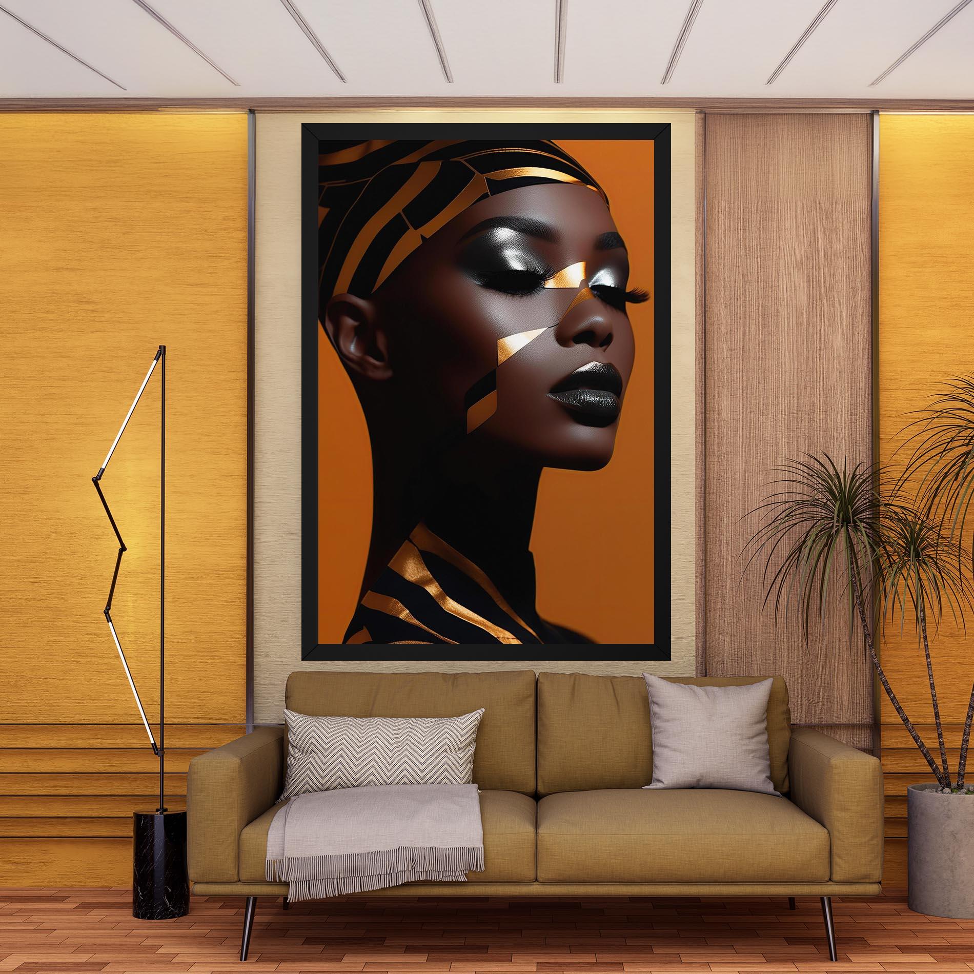 Leinwandbild African Woman On Orange mockup 9