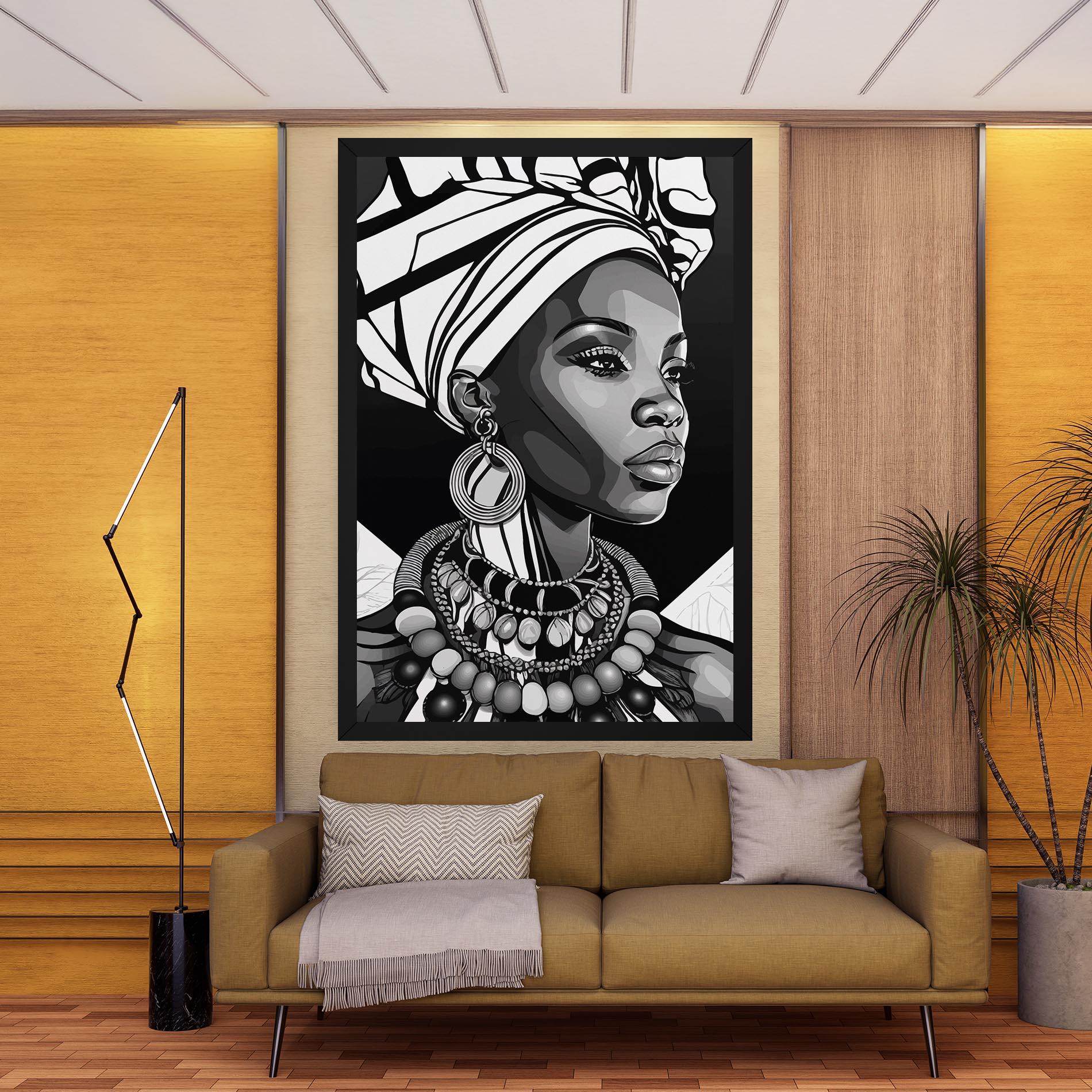 Leinwandbild Black White African mockup 9