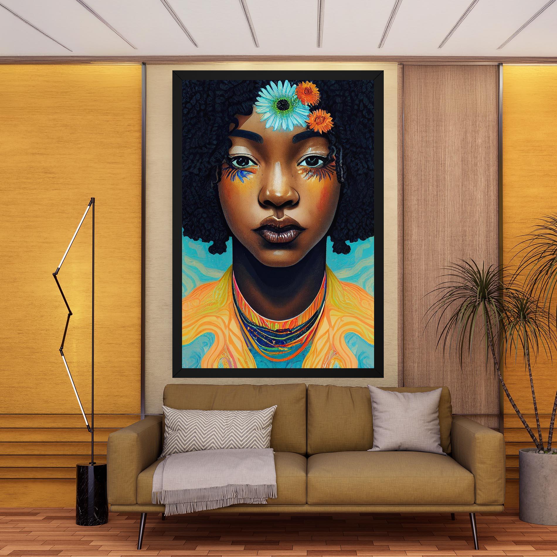 Leinwandbild Portrait With Flowers mockup 9