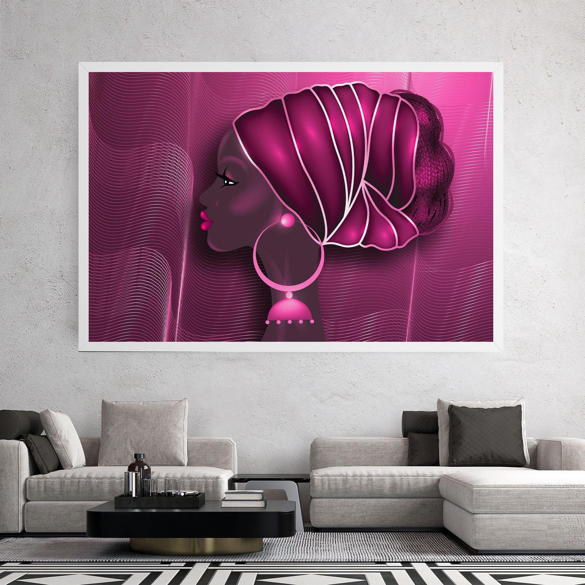 Leinwandbild African Pink Woman mockup 2