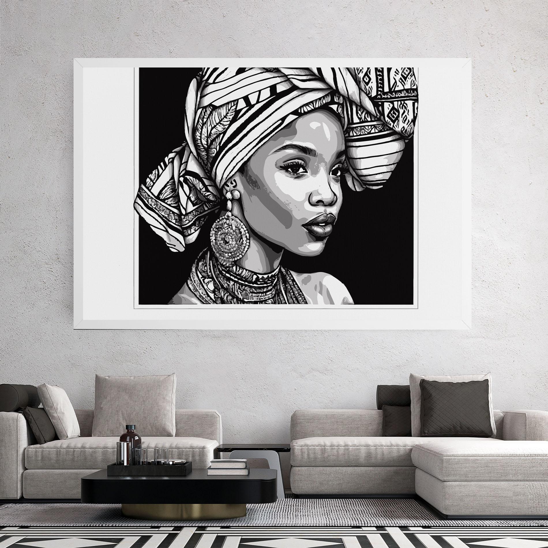 Leinwandbild Beautiful African Lady mockup 2