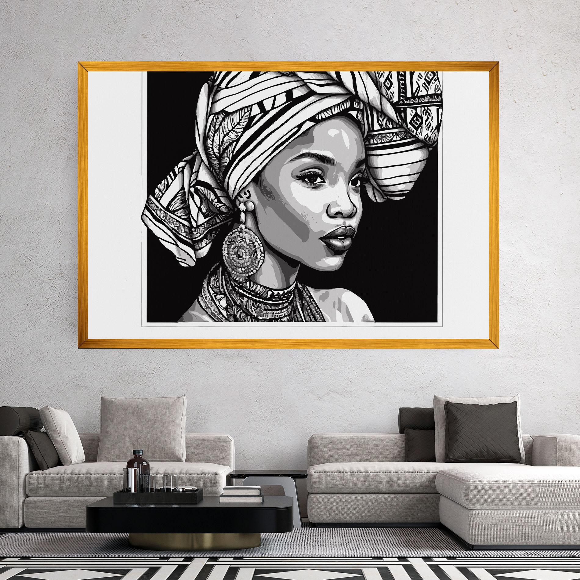 Leinwandbild Beautiful African Lady mockup 2