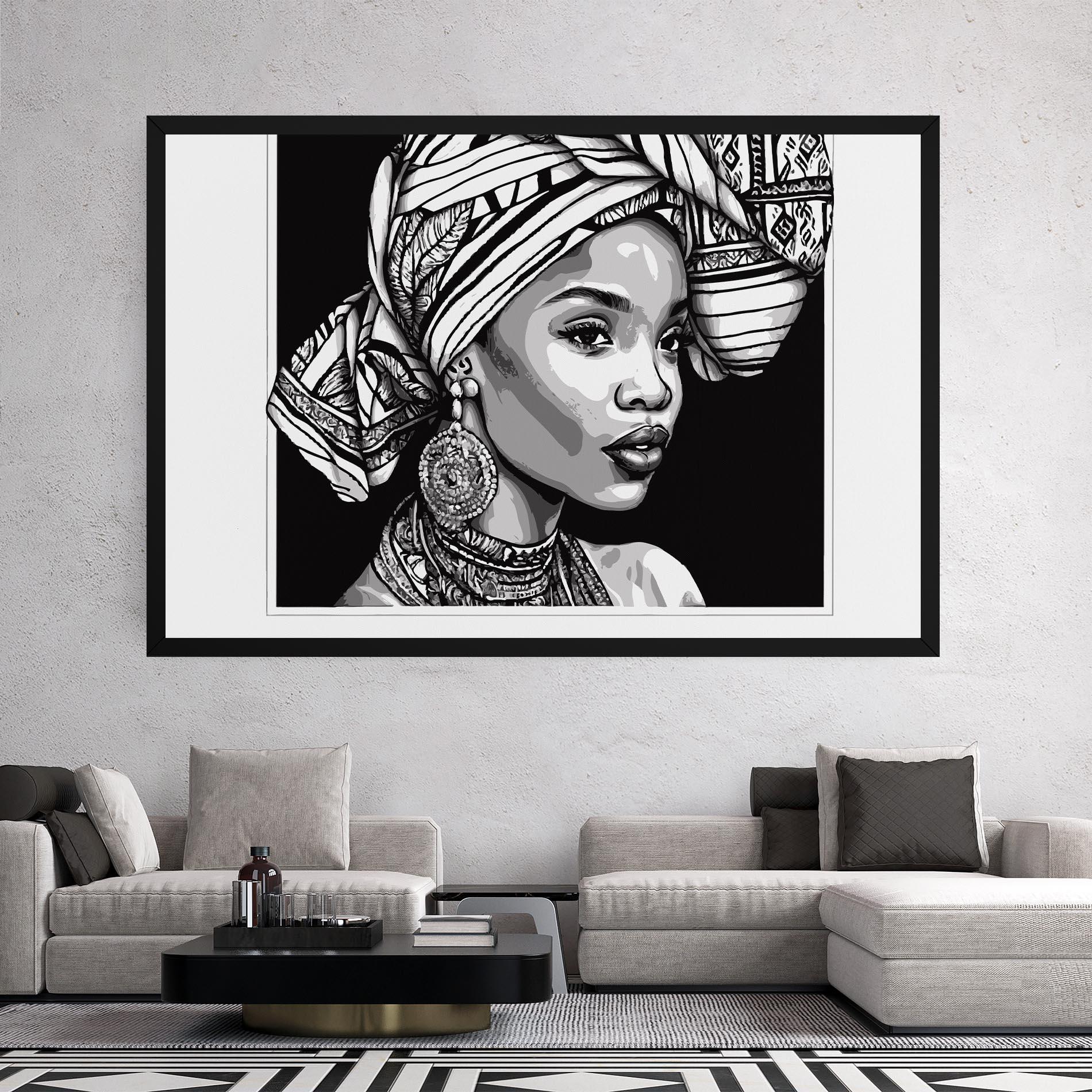 Leinwandbild Beautiful African Lady mockup 2