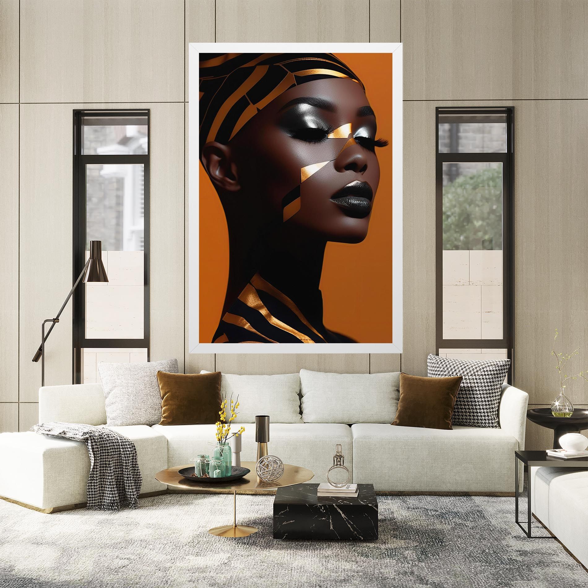 African Woman On Orange mockup 2