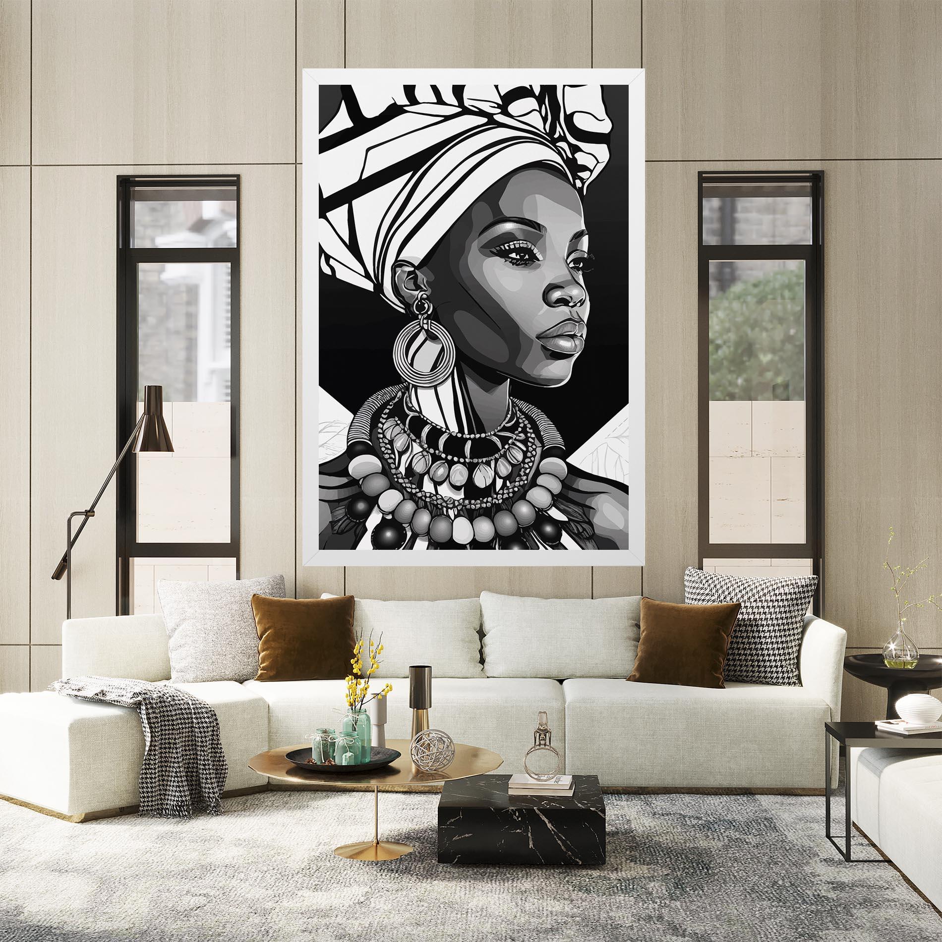 Leinwandbild Black White African mockup 2