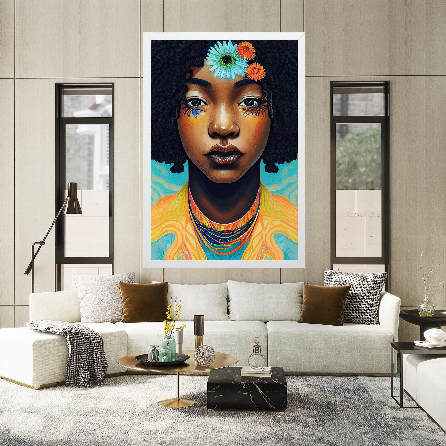 Leinwandbild Portrait With Flowers mockup 2