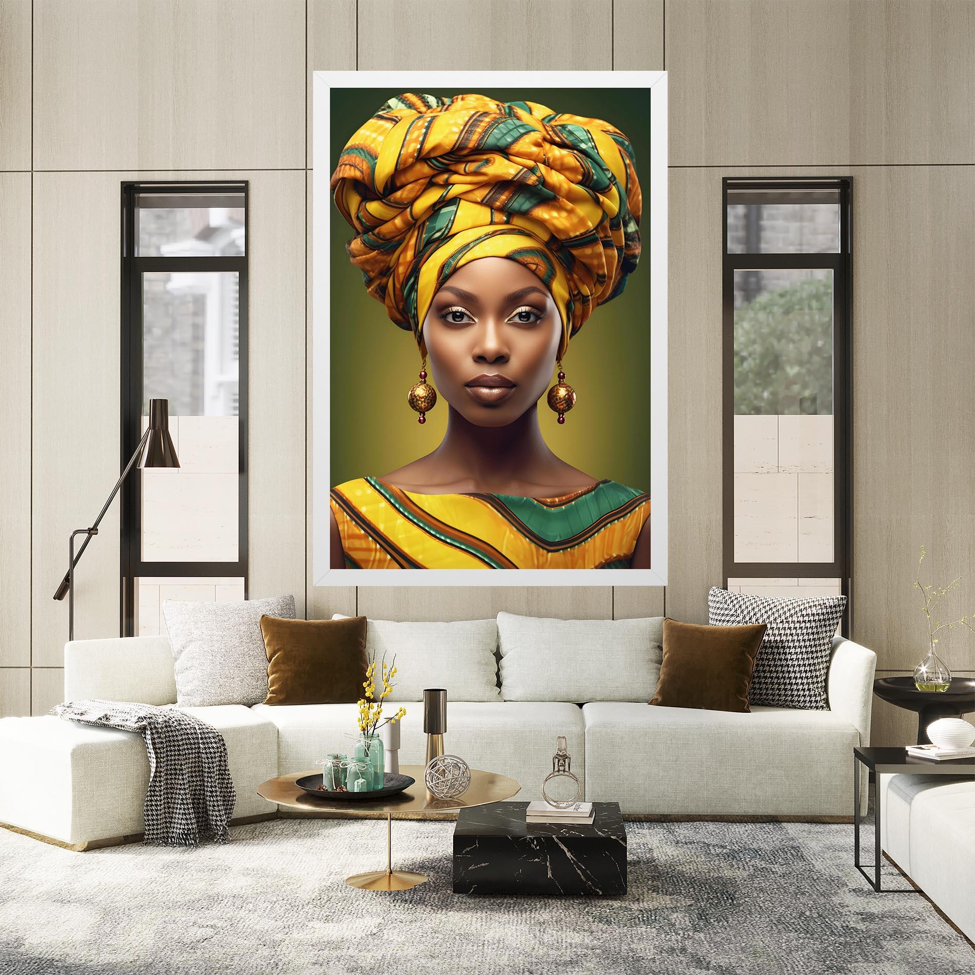 Leinwandbild Yellow Scarf Woman mockup 2