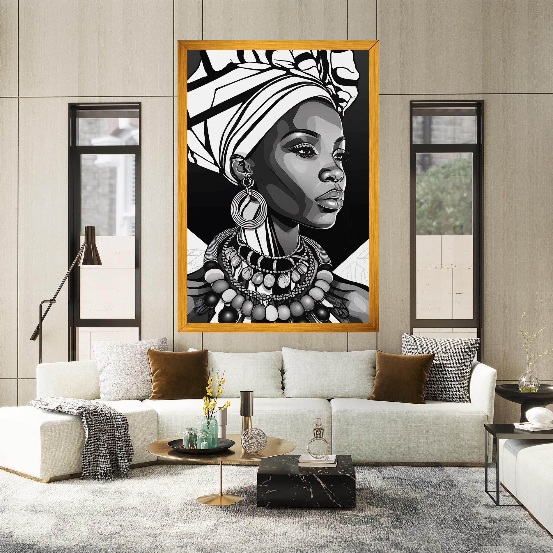 Leinwandbild Black White African mockup 2