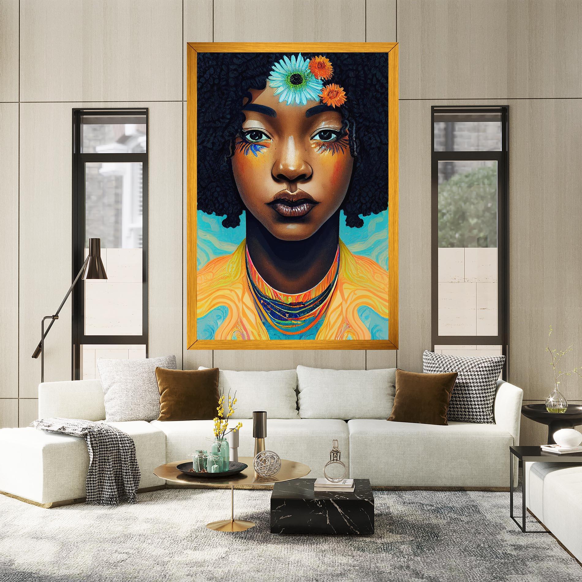 Leinwandbild Portrait With Flowers mockup 2