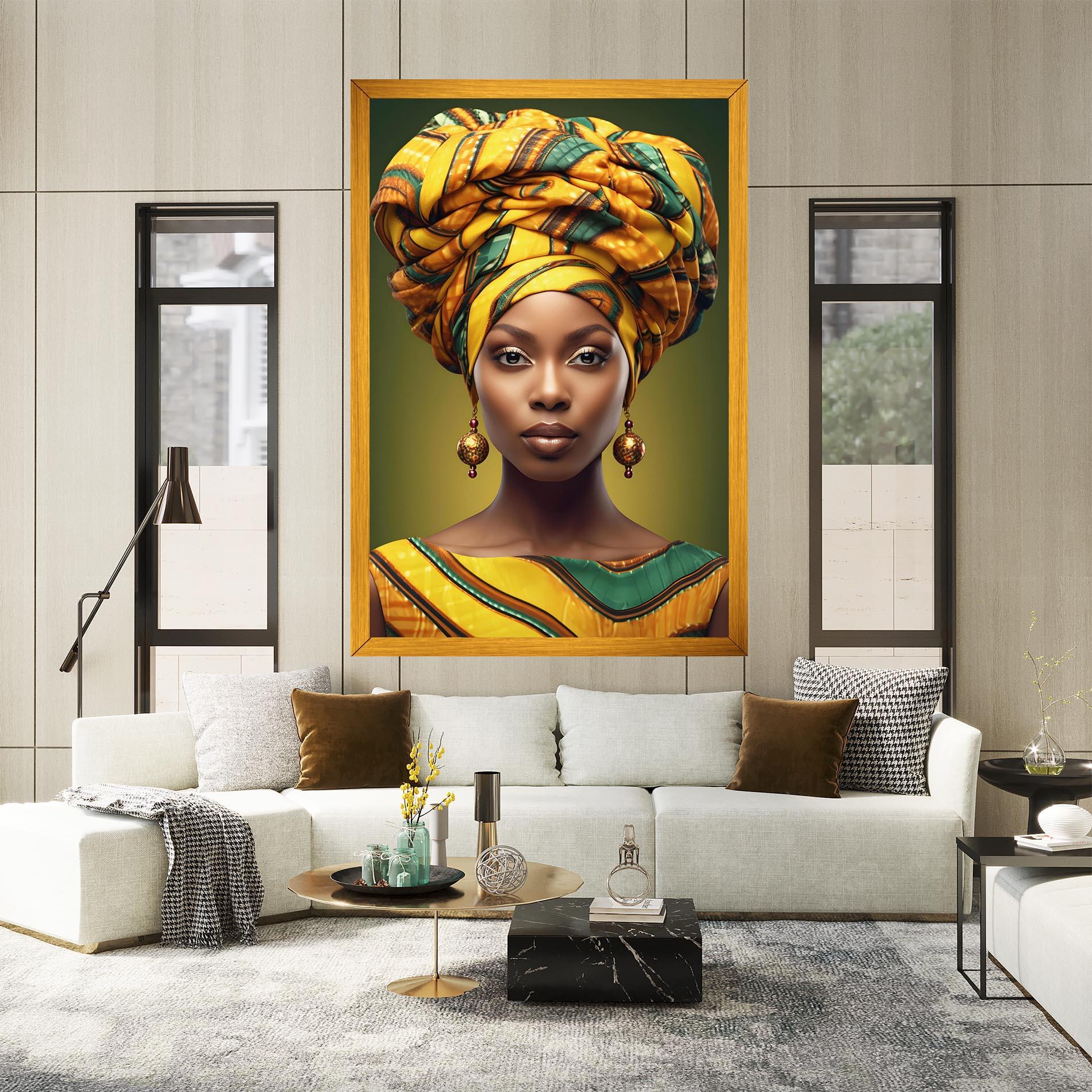 Leinwandbild Yellow Scarf Woman mockup 2