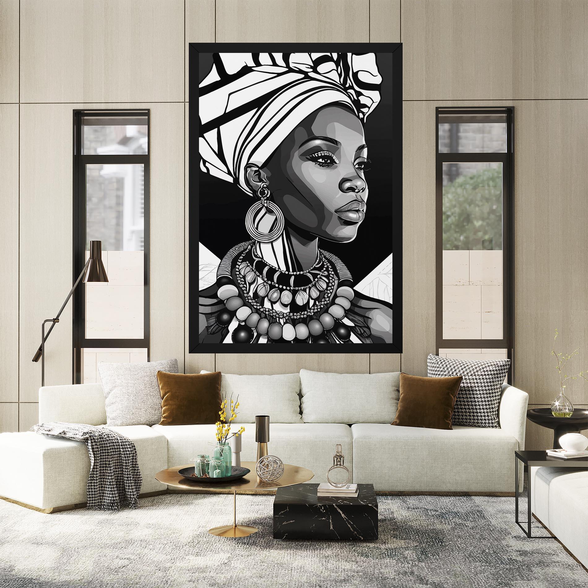 Leinwandbild Black White African mockup 2