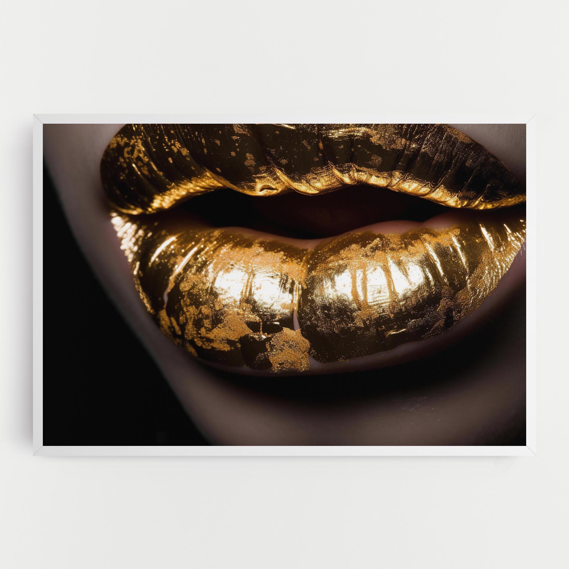 Leinwandbild Big Gold Lips mockup 0