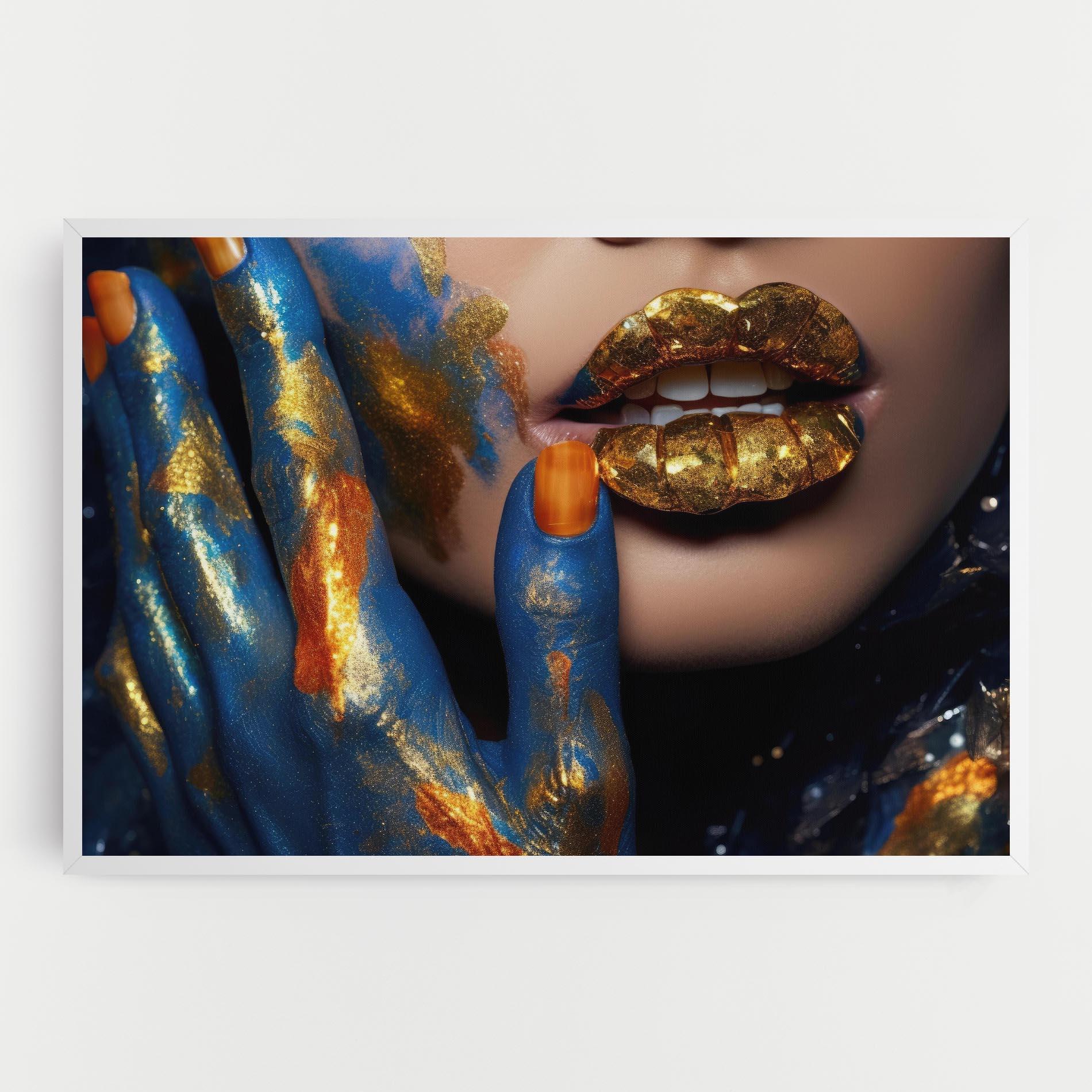 Leinwandbild Blue Hand Lips mockup 0
