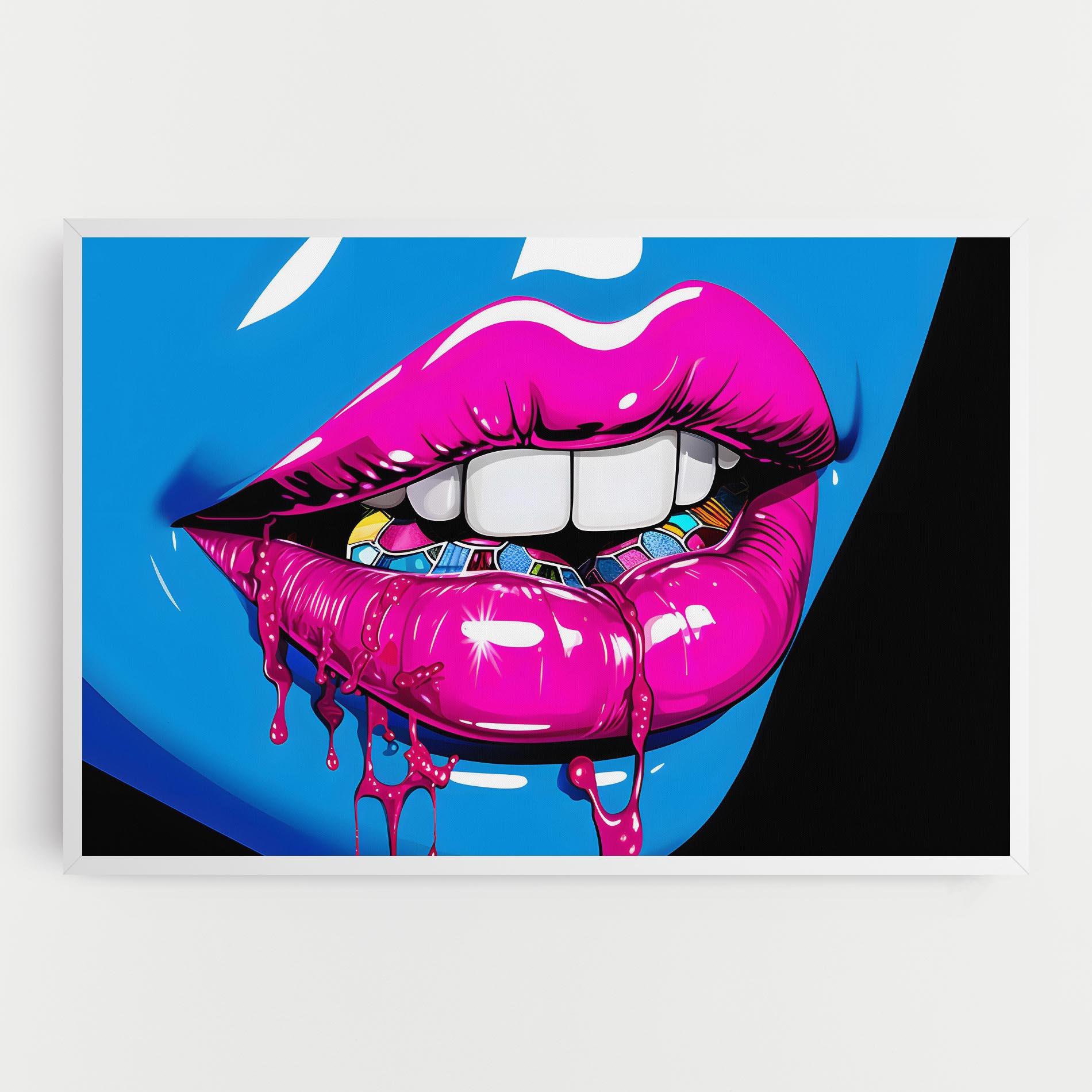 Leinwandbild Blue Pink Lips Art mockup 0