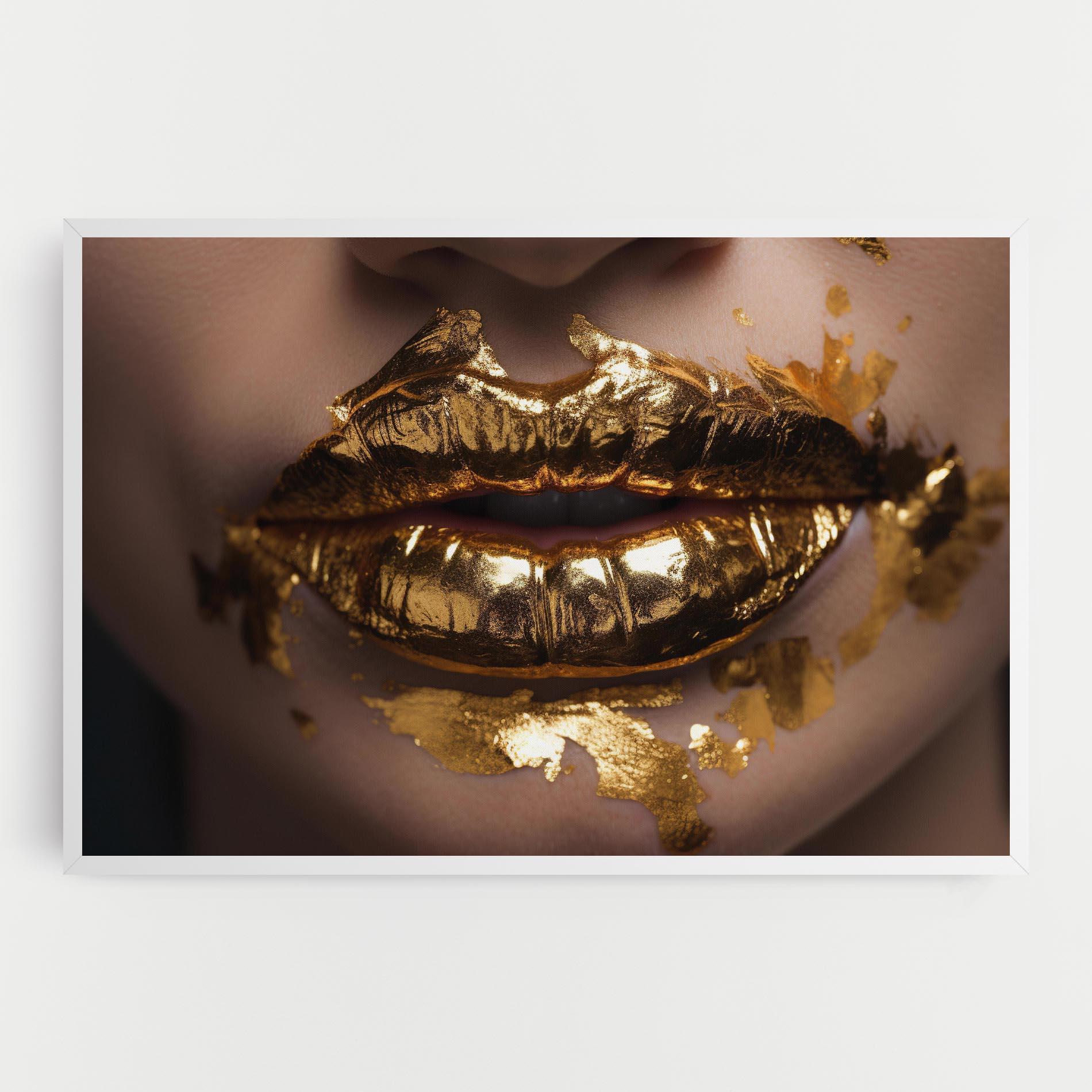 Leinwandbild Close Gold Lips mockup 0