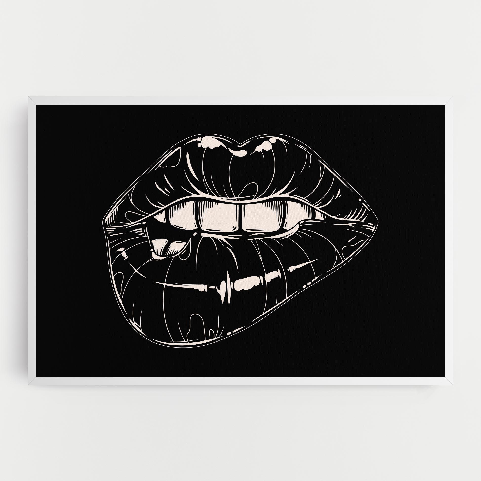 Leinwandbild Juicy Lips On Black mockup 0