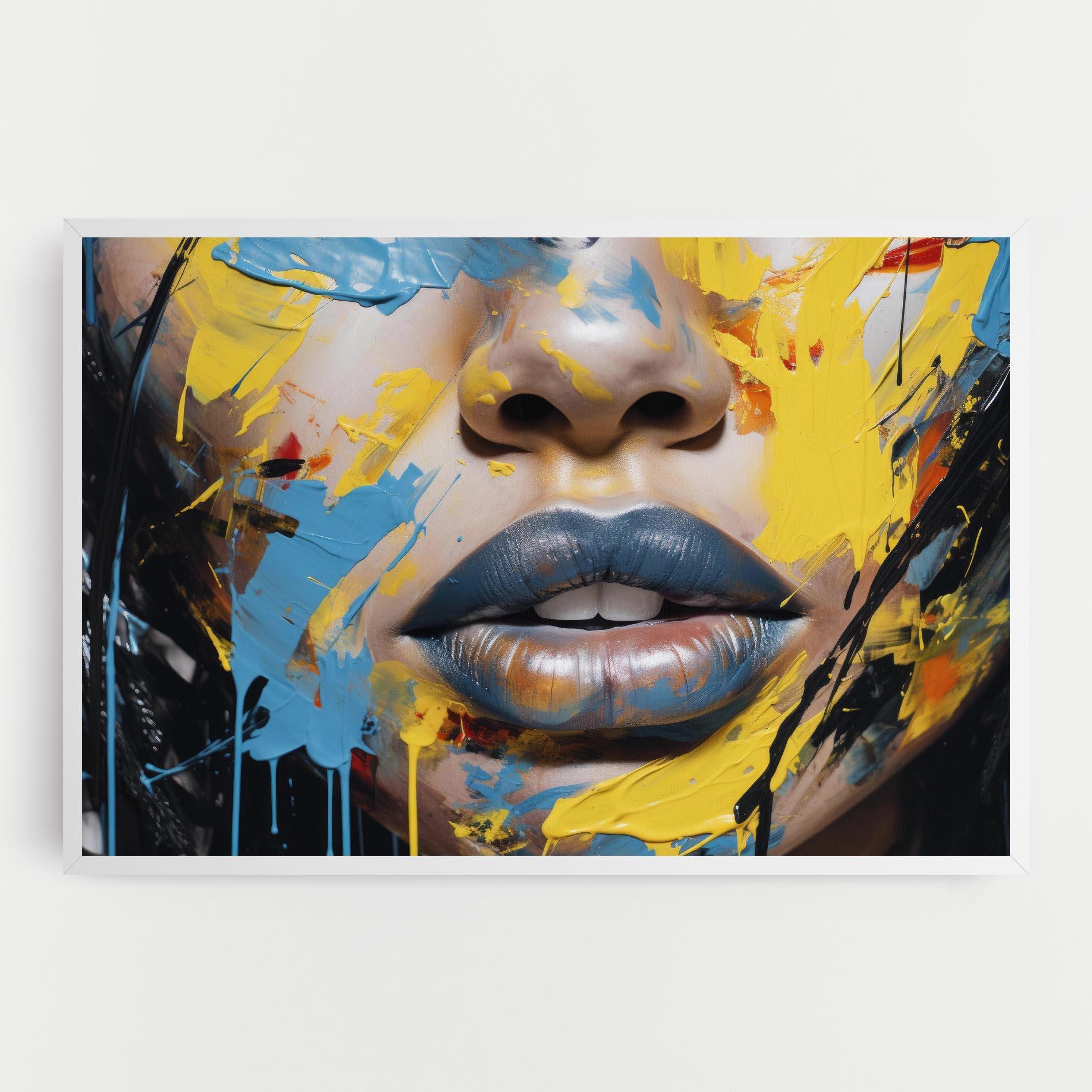 Leinwandbild Yellow Blue Lips Art mockup 0