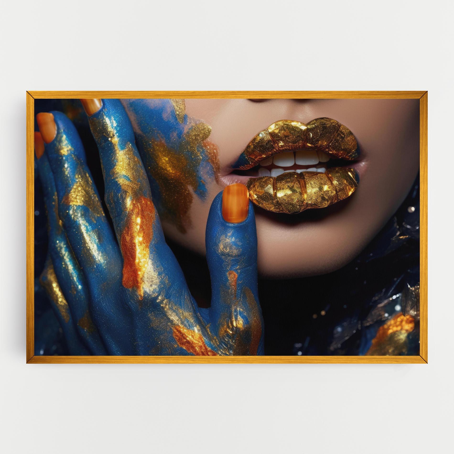 Leinwandbild Blue Hand Lips mockup 0