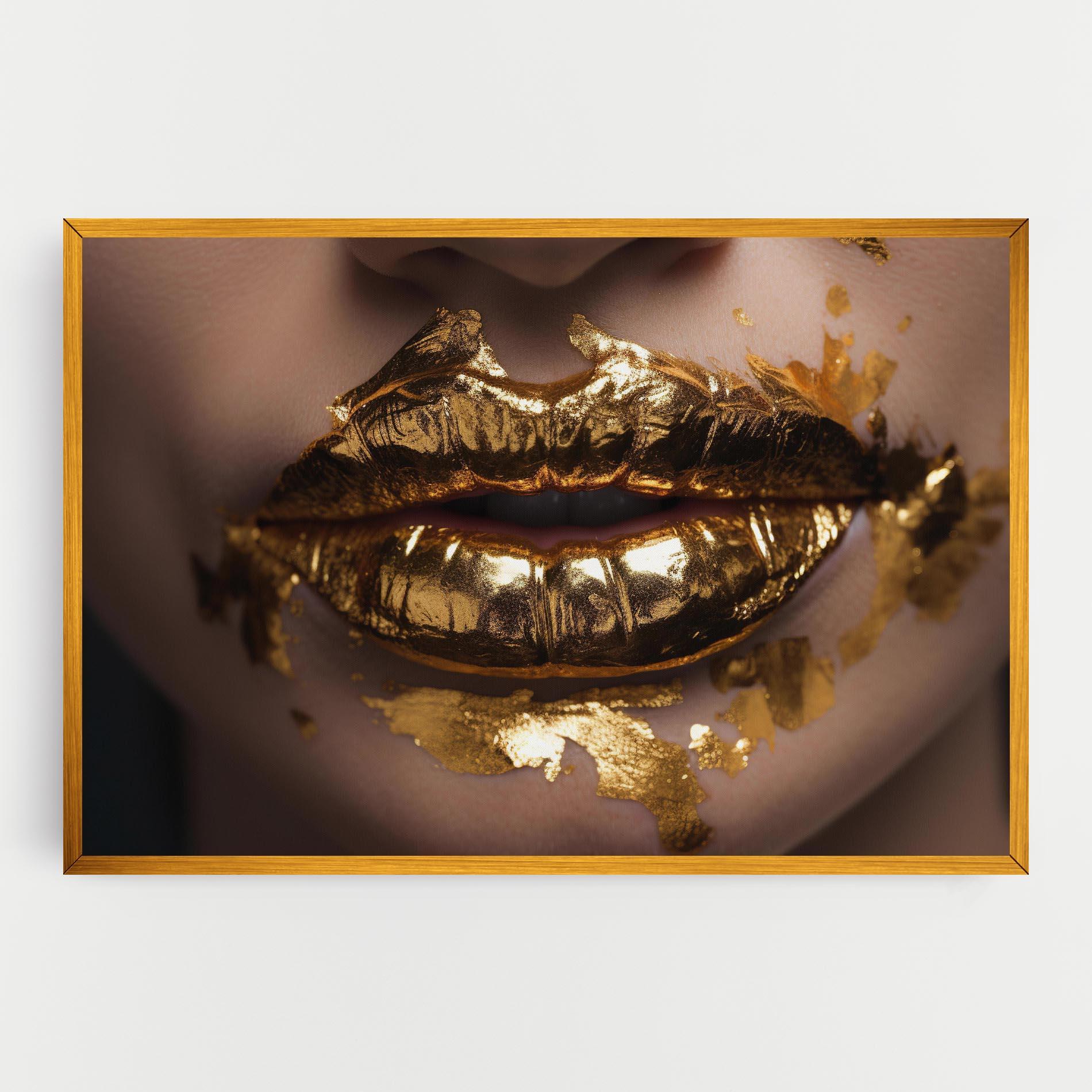Leinwandbild Close Gold Lips mockup 0