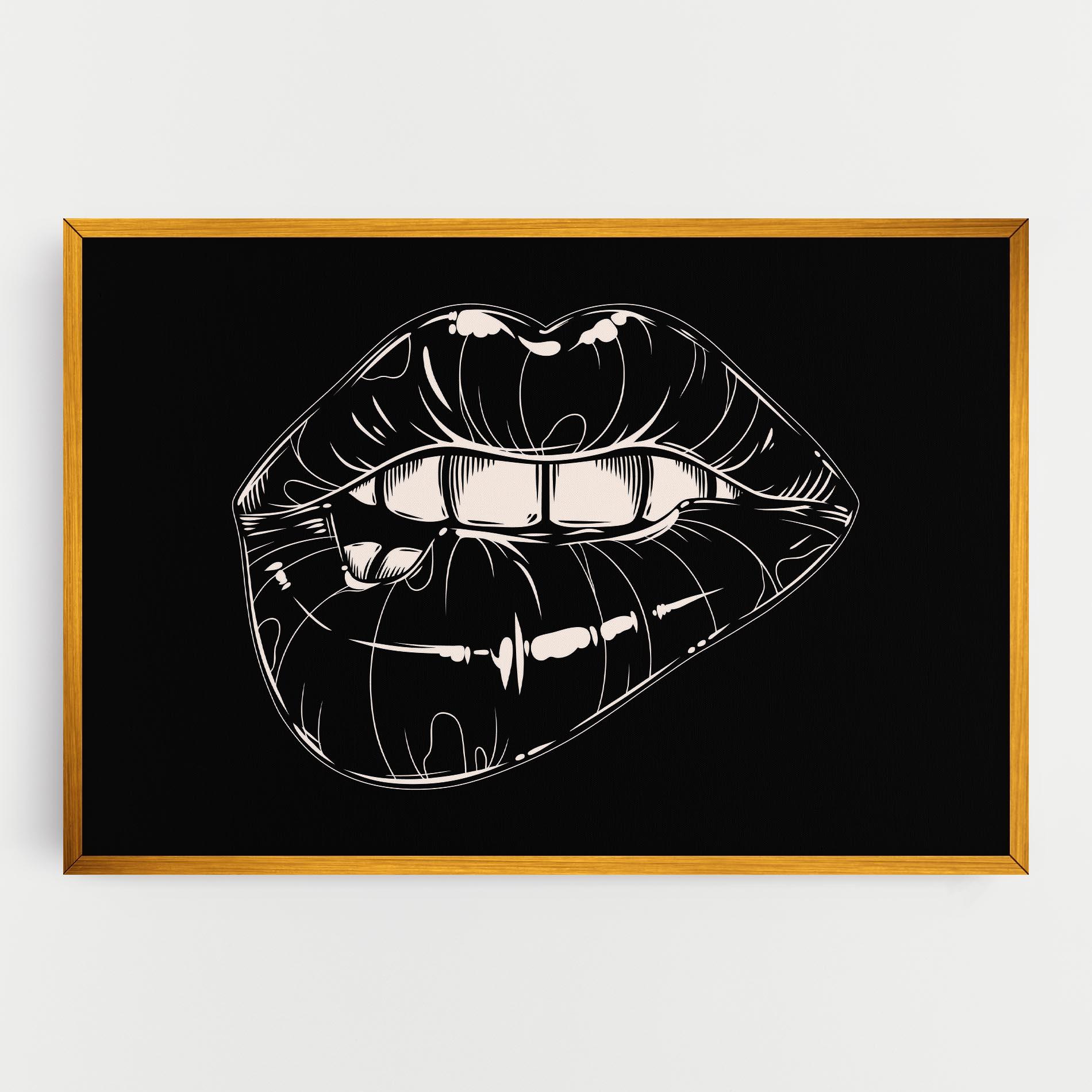 Leinwandbild Juicy Lips On Black mockup 0