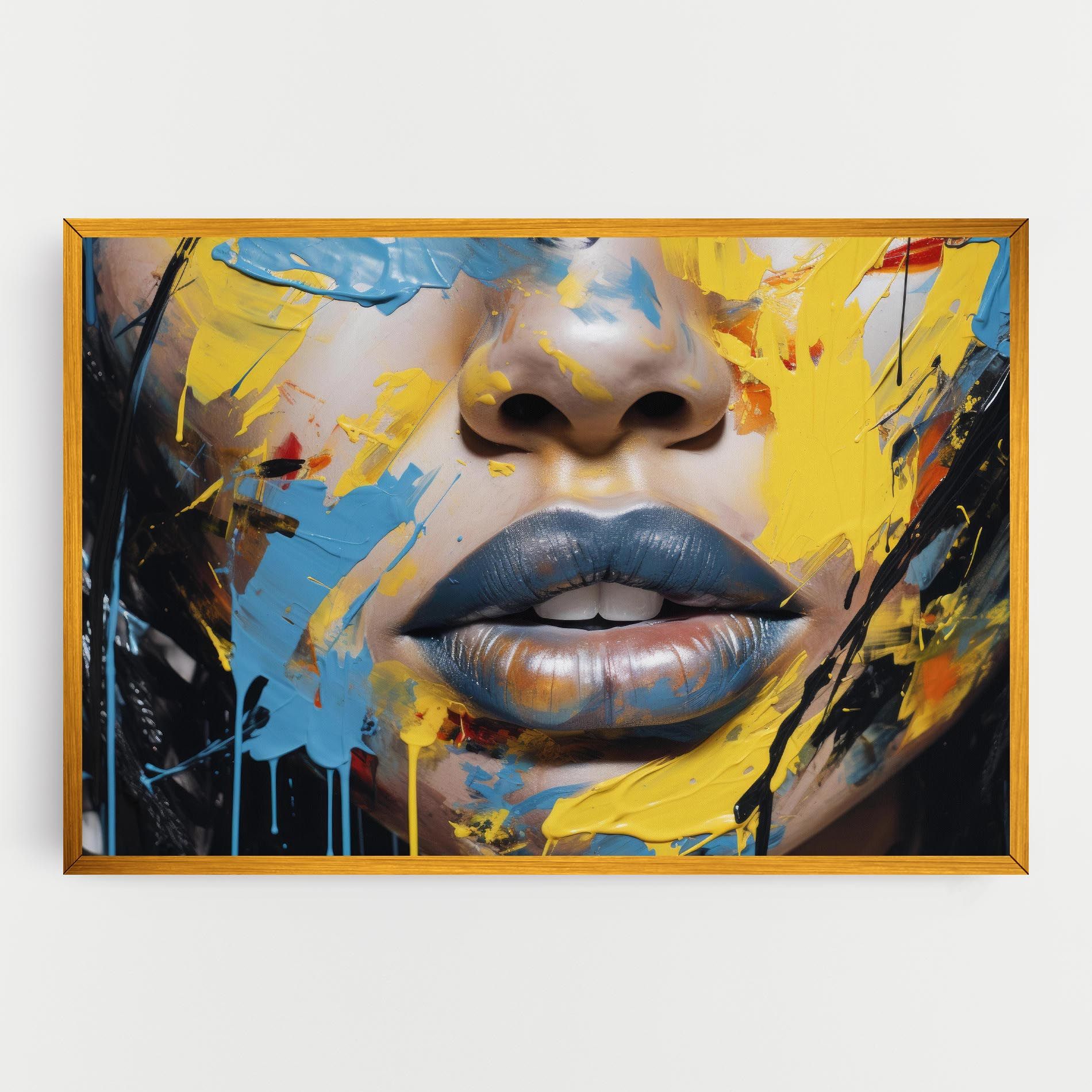 Yellow Blue Lips Art mockup 0