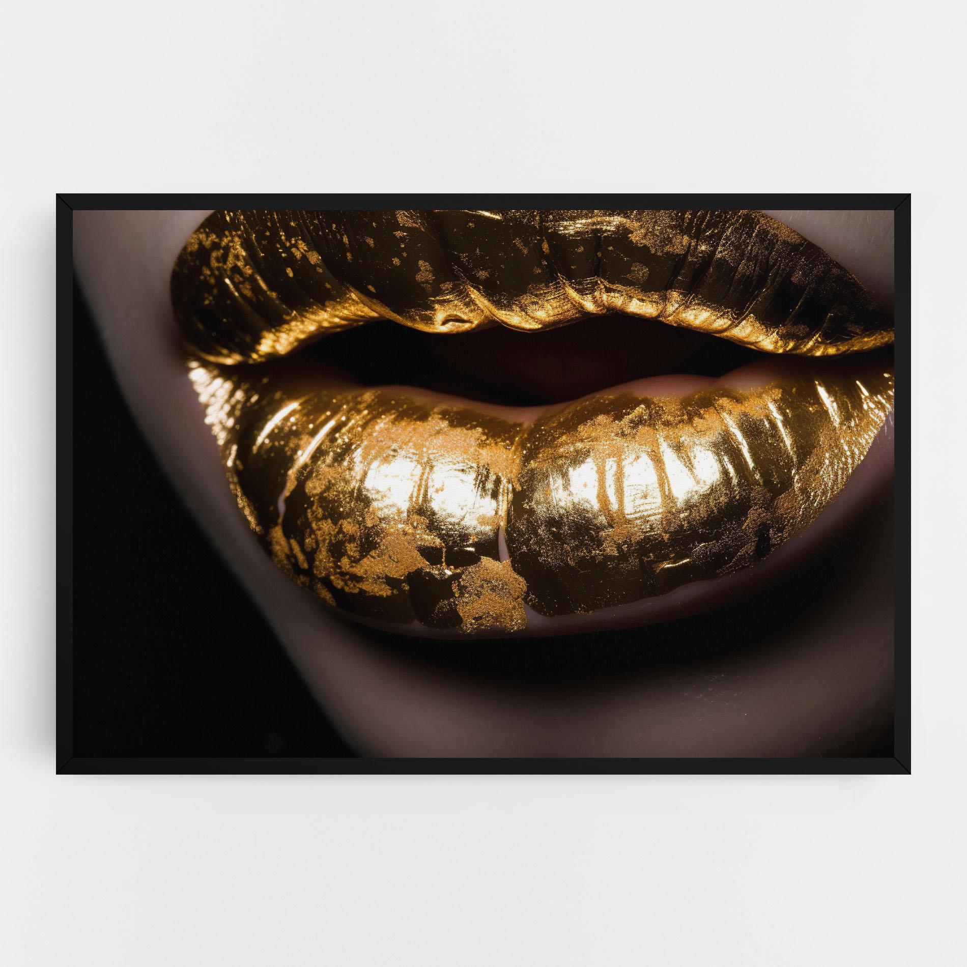 Leinwandbild Big Gold Lips mockup 0