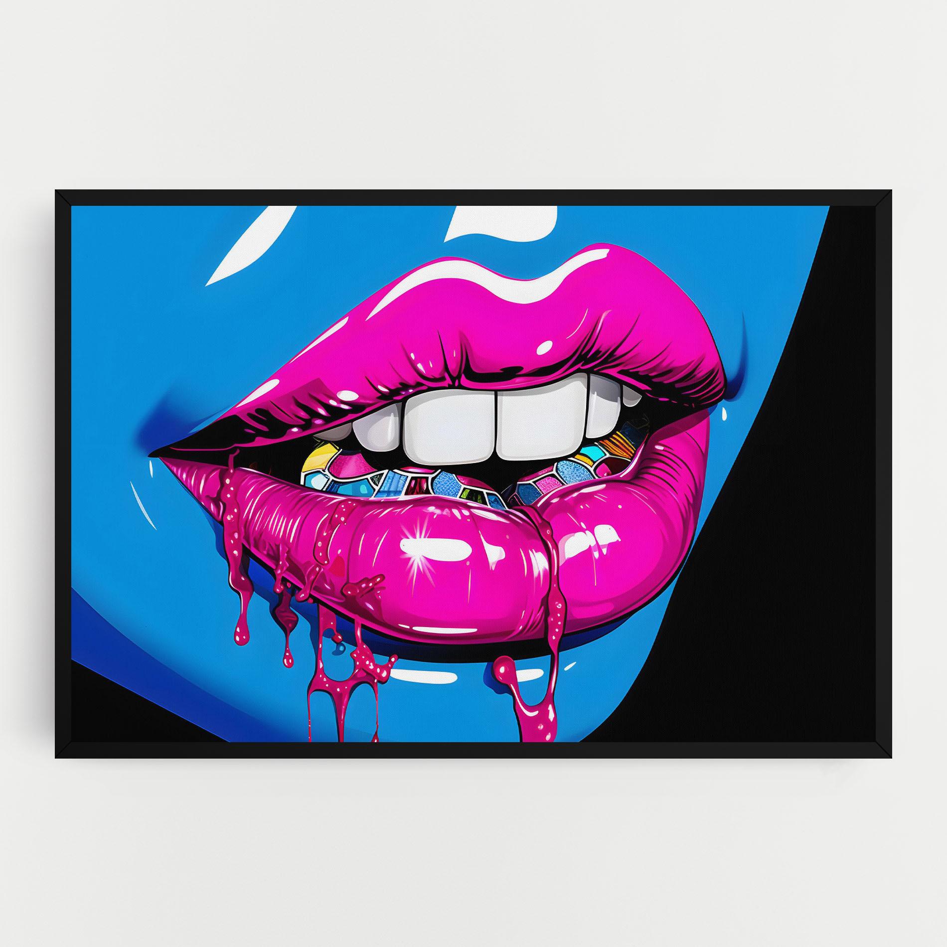 Leinwandbild Blue Pink Lips Art mockup 0